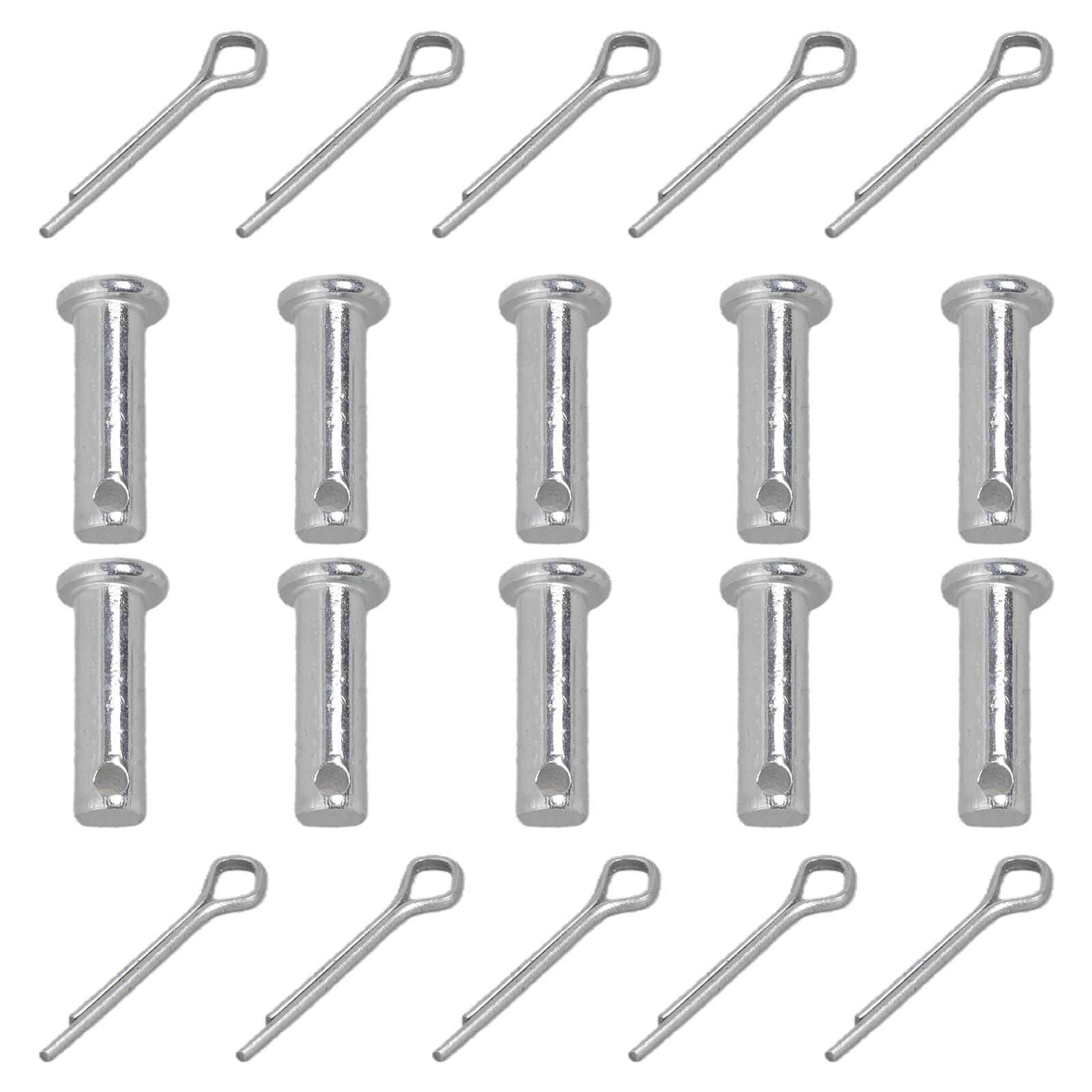 10Pcs Single Hole Clevis Pin Fasteners Flat Heads Cylindrical Pin Replacement Stainless Steel Link Hinge Pins Enduring for Trailer