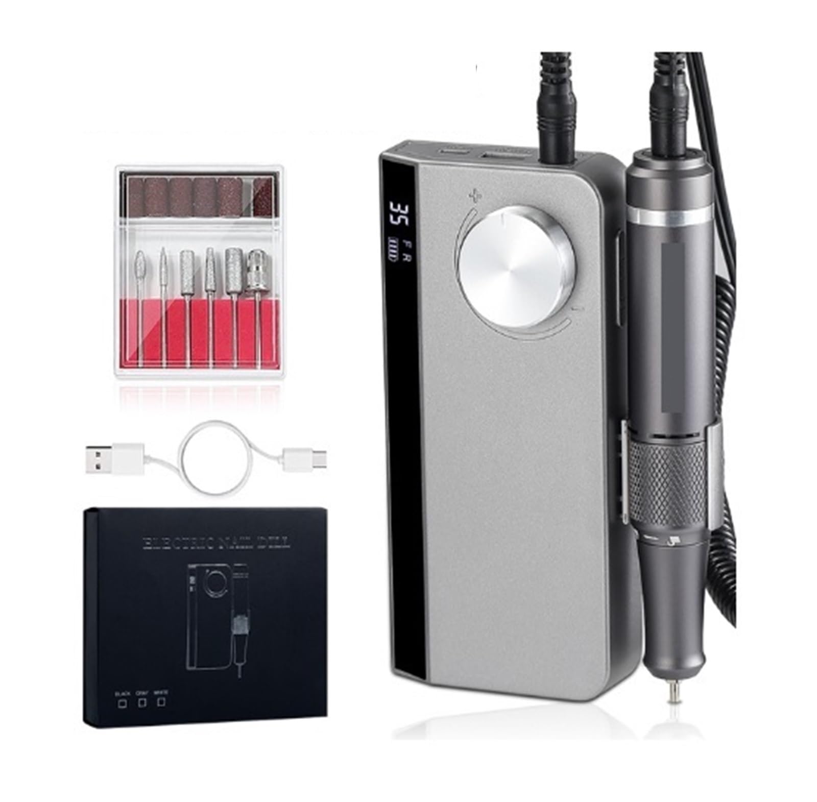 Lima elettrica per unghie Trapano For Unghie Elettrico Ricaricabile Da 35000 Giri/min, Frese For Unghie Portatili For Unghie In Acrilico/gel, Strumenti For Unghie Professionali For Pedicure Manicure L