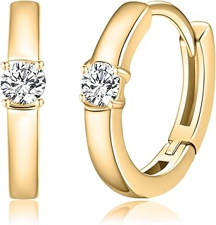 14k Gold Plated 925 Silver Post Cubic Zirconia Hoop Earrings， Tiny Hoops Cuff Hypoallergenic Cartilage Earrings，Small Cartilage Huggie Earrings For Women Girls