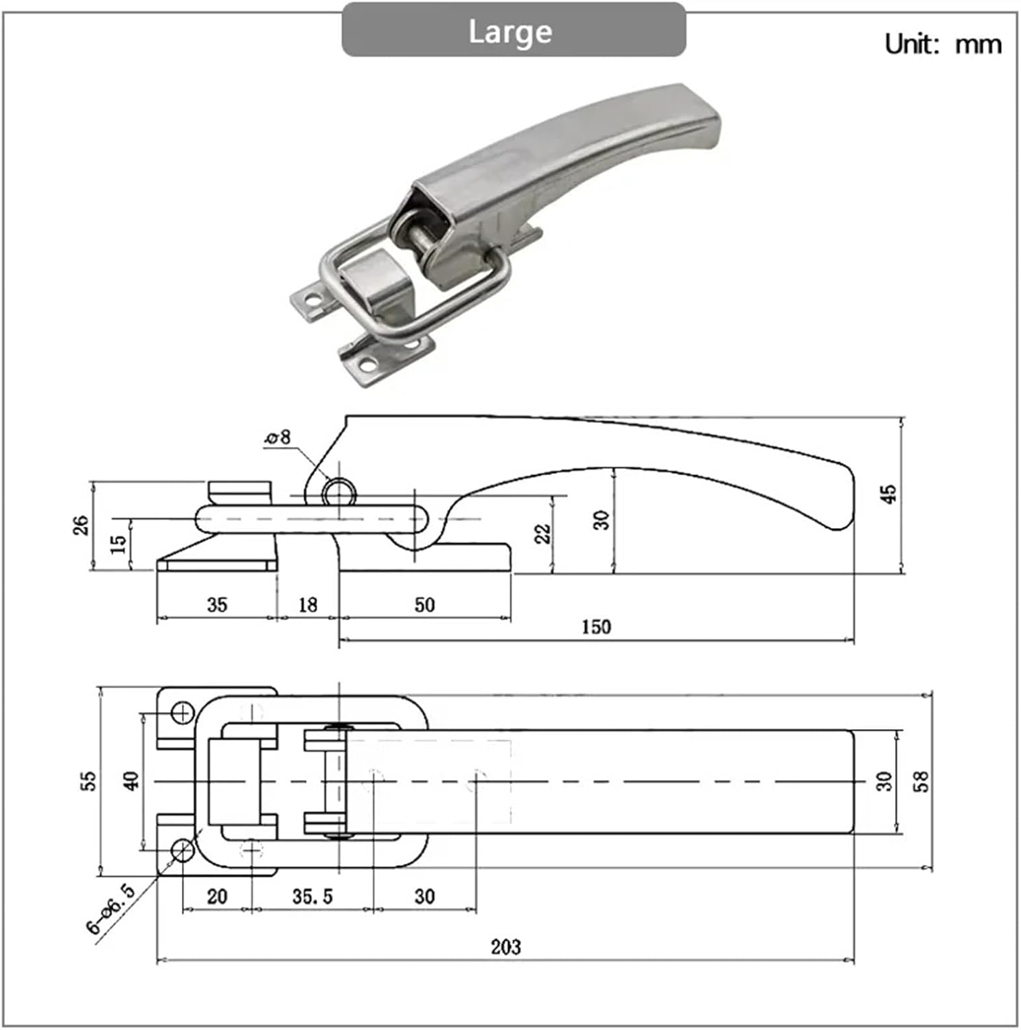 304 Stainless Steel Heavy-Duty Lock Buckle Handle Door 1Pcs(Large)