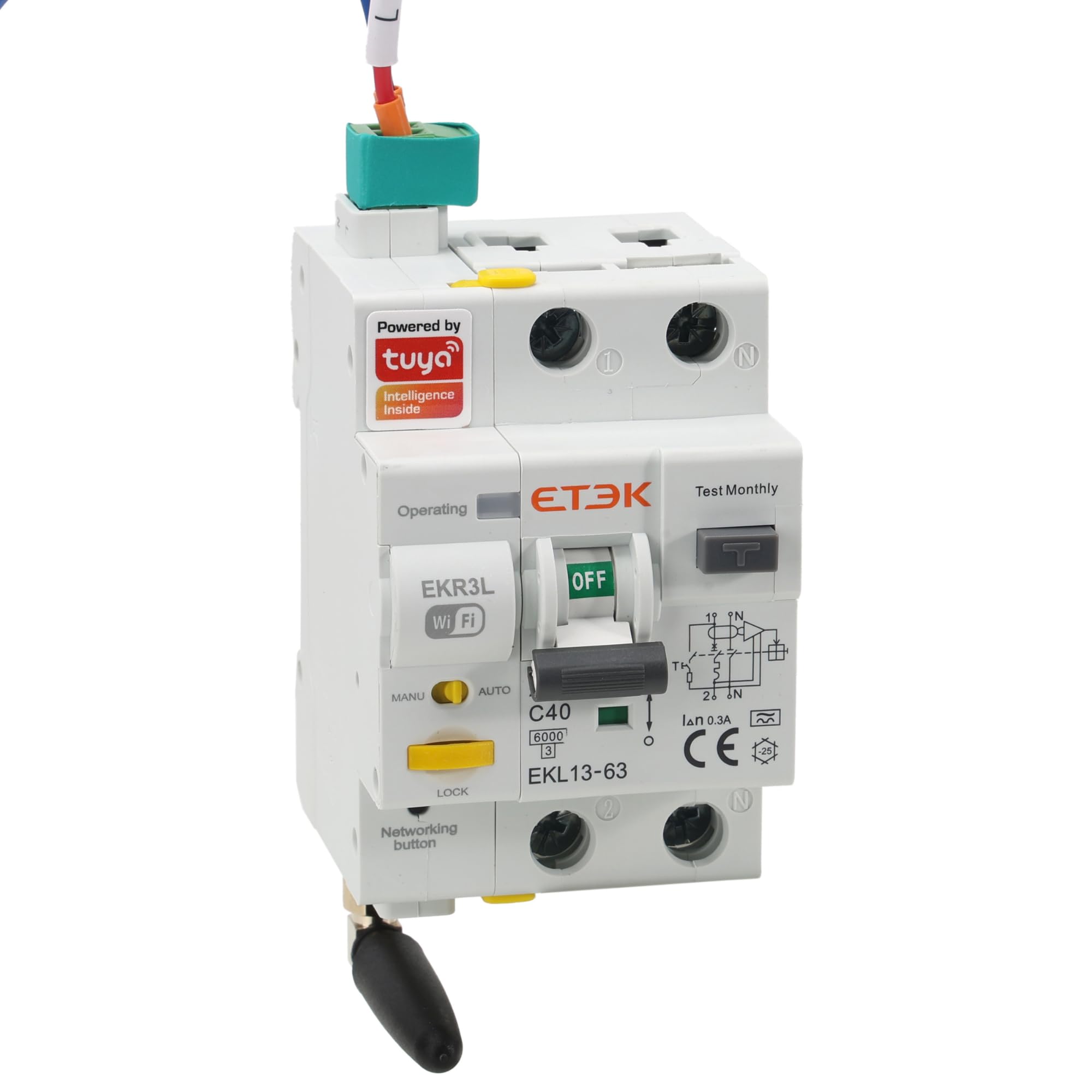 Diferencial Auto Rearmable con control por WIFI Superinmunizado - 40A 300mA - RCBO con Protección Magnetotérmica contra Sobrecorriente - Clase A - Control Remoto