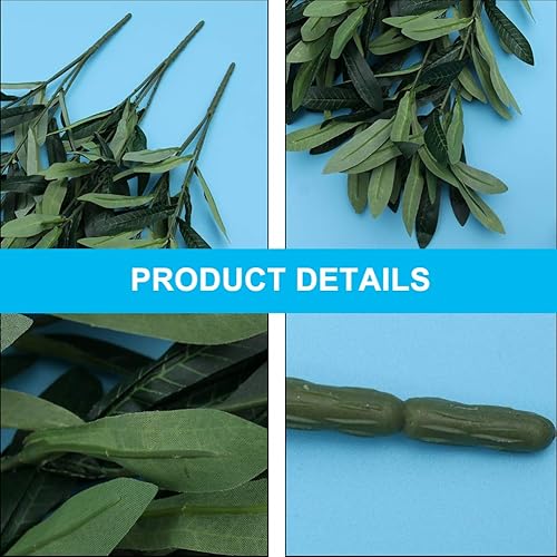 Miniatura 8 de Ramas de olivo artificiales para jarrones, hojas de olivo sintéticas, tallos de vegetación, hojas de ramas de simulación para arreglos florales de
