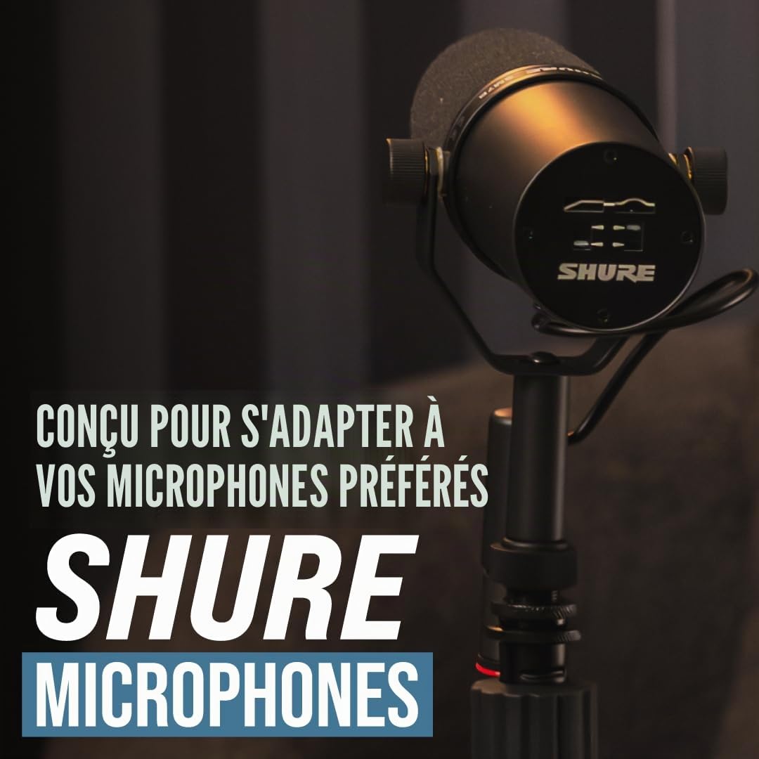 Shure Support de micro de bureau à base ronde avec embrayage rotatif réglable et base 6"