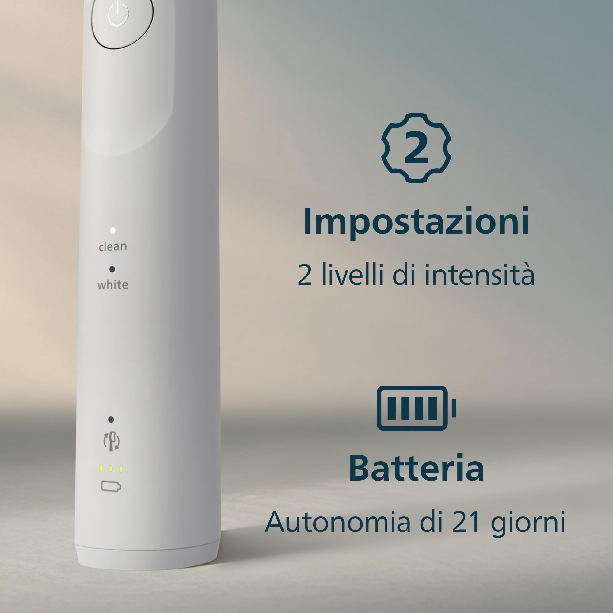 Philips Sonicare 5500, spazzolino elettrico sonico con 2 modalità, avviso di pressione, EasyStart, Smartimer e BrushPacer, bianco e blu navy, confezione da 2, modello HX7119/01 [Nuova tecnologia]