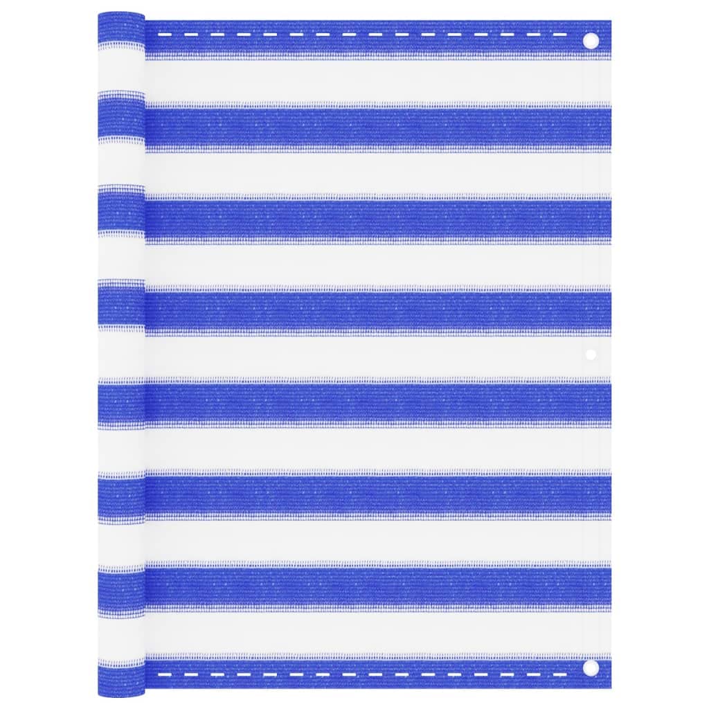 vidaXL Balcony Screen 90x300 cm in Blue and White - UV and with Wind Permeable HDPE Material and Easy Installation