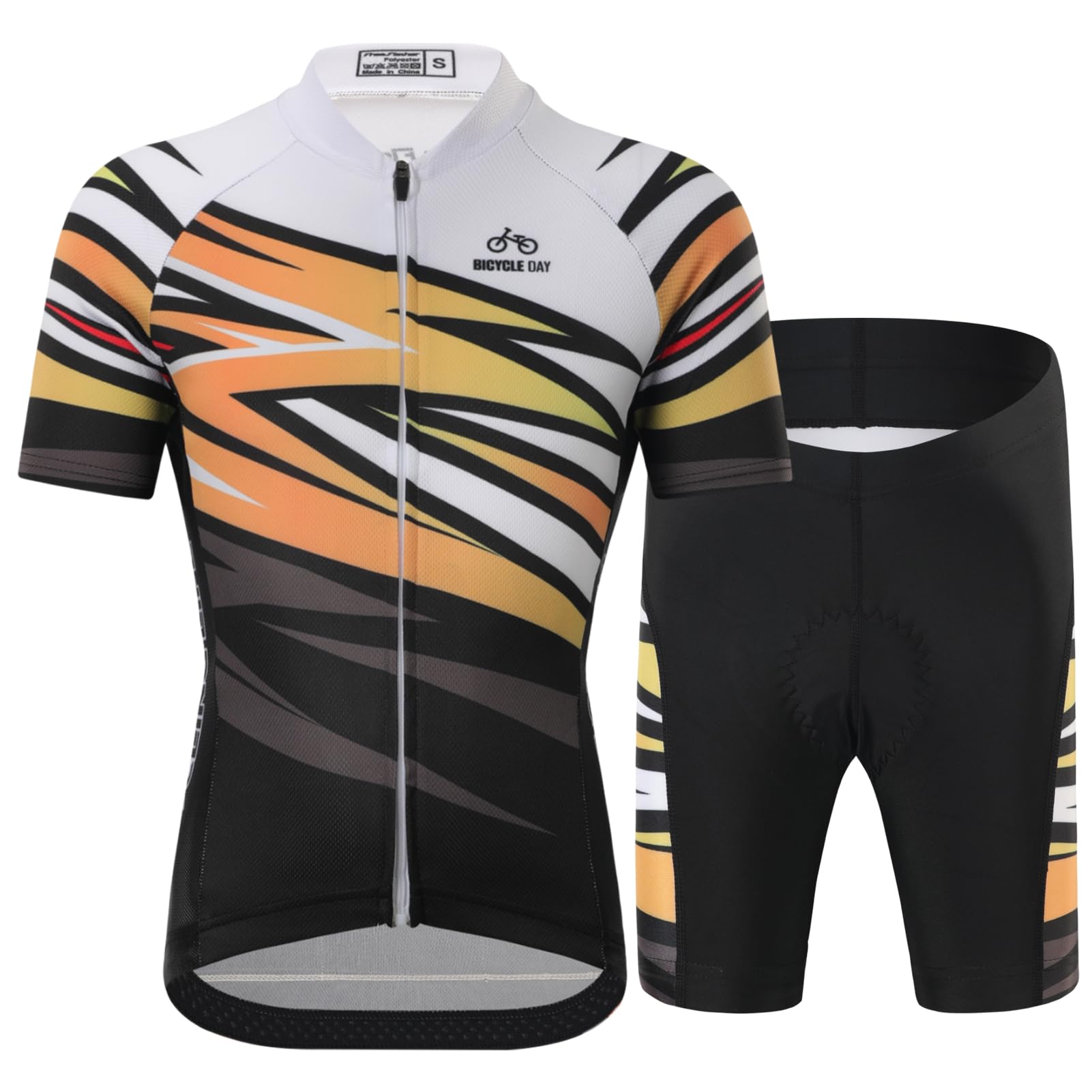 Enfant Garçon Maillots de Cyclisme Fille Séchage Rapide Maillots à Manches Courtes&Shorts de vélo avec Coussin d'Assise 3D Respirant Vêtements de Sport de Cyclisme