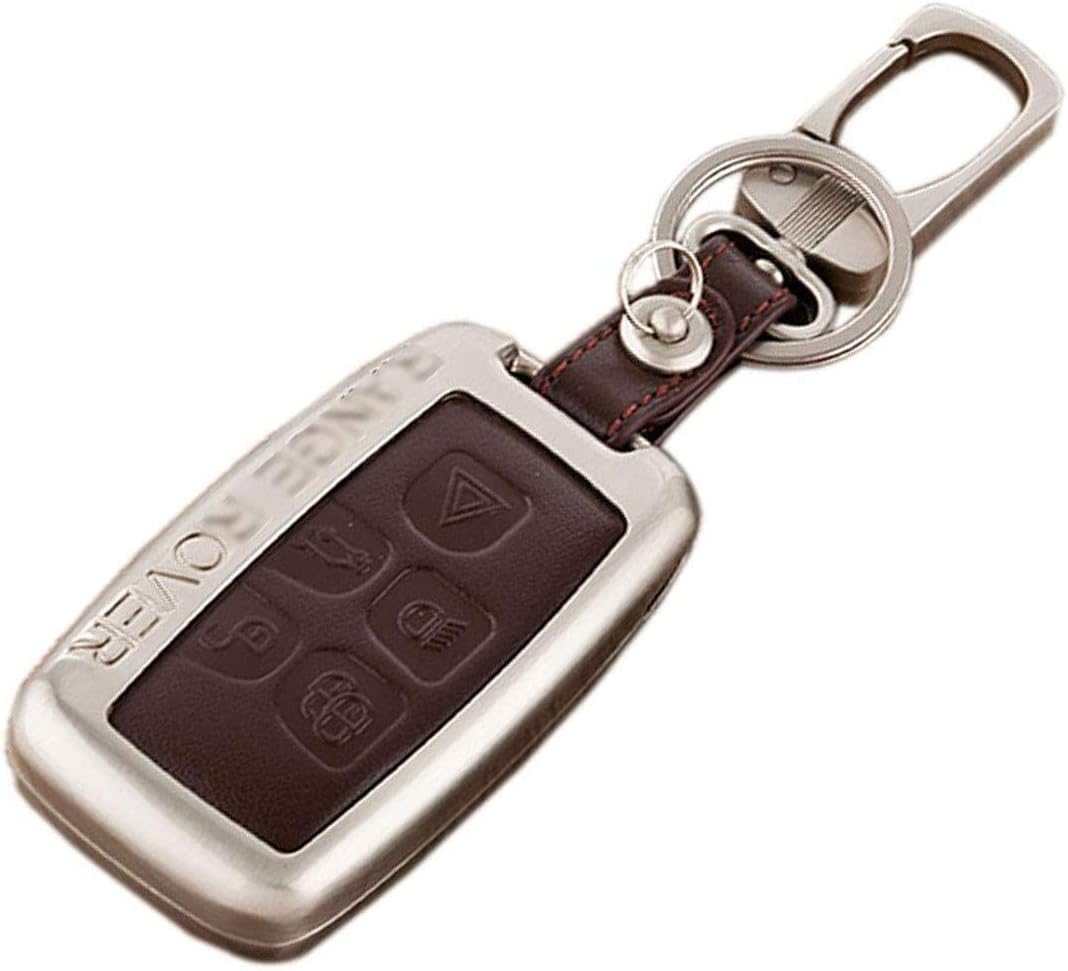 JMD GLOBAL SALES Genuine Leather Key fob Cover case Holder Zinc Alloy Key Holder Shell Covers for (Range Rover)