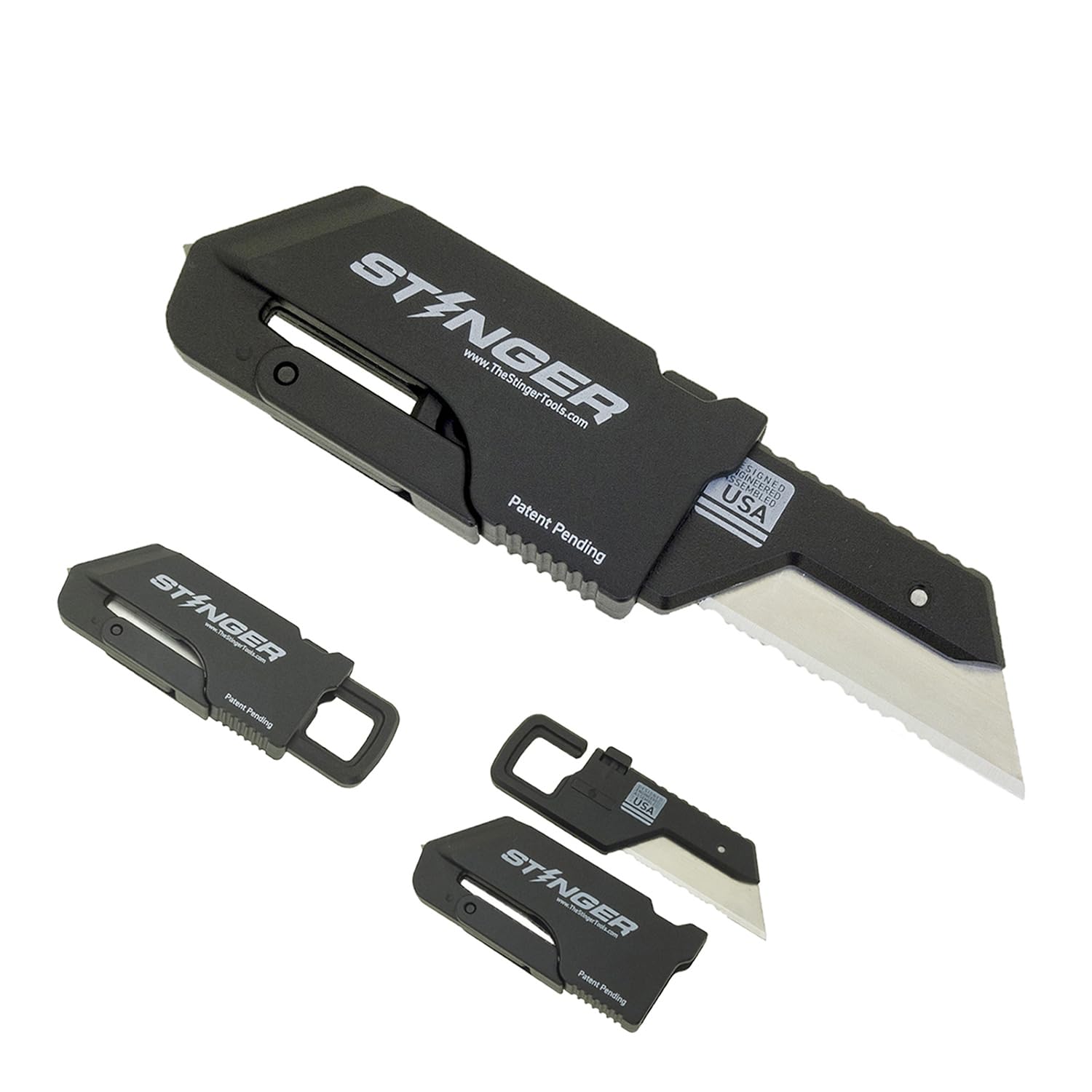 Stinger ResqBlade Emergency tool Pocket Knife, Utility Knife with Window Breaker Seatbelt Cutter, Box Cutter, with 3 Extra Partially Serrated Utility