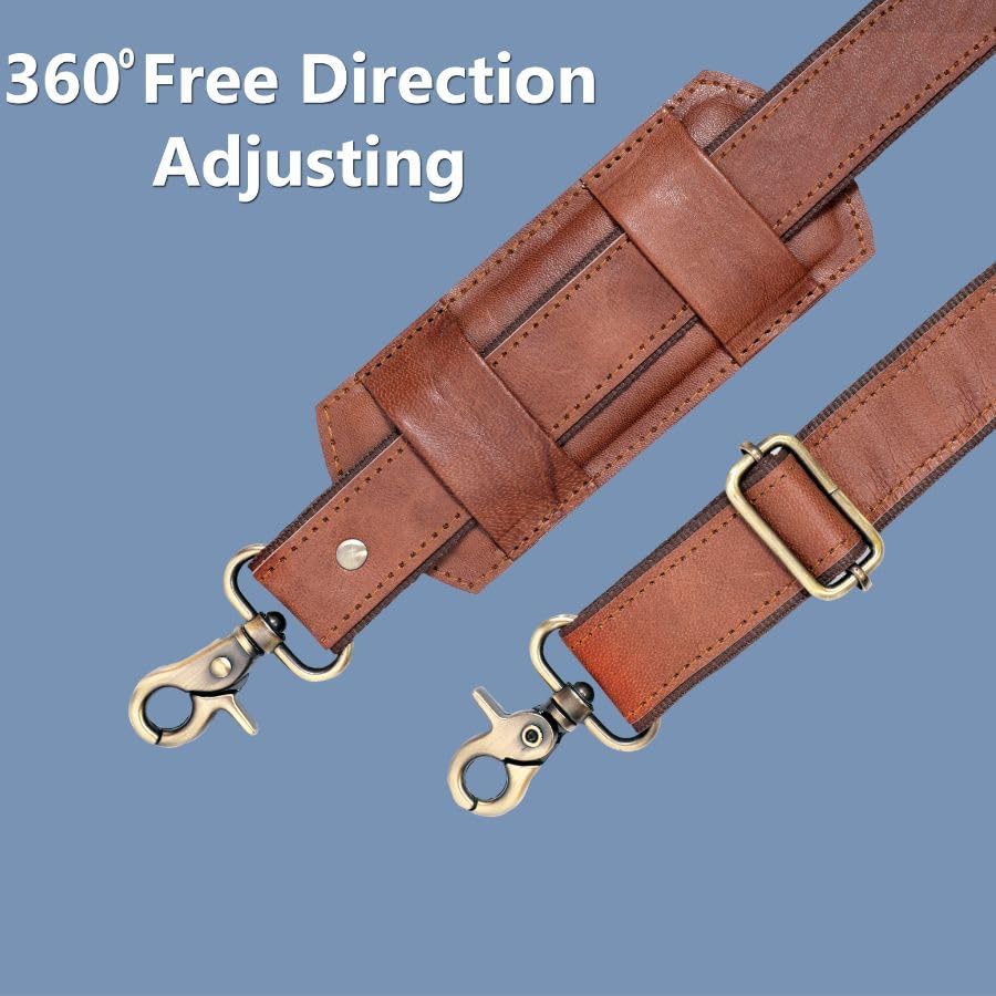 Adjustable 60-inch Real Leather Bag Replacement Shoulder Strap Comfort Fit Padded with Metal Swivel Hooks for Crossbody Purses, Laptop Messenger Bags, Handbags and Duffle Luggage Straps (Brown) - Image 5