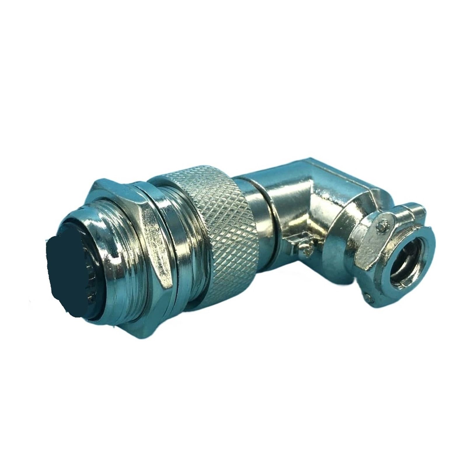 Conector GX20 7 pines acodado de 20 mm con chasis metálico robusto
