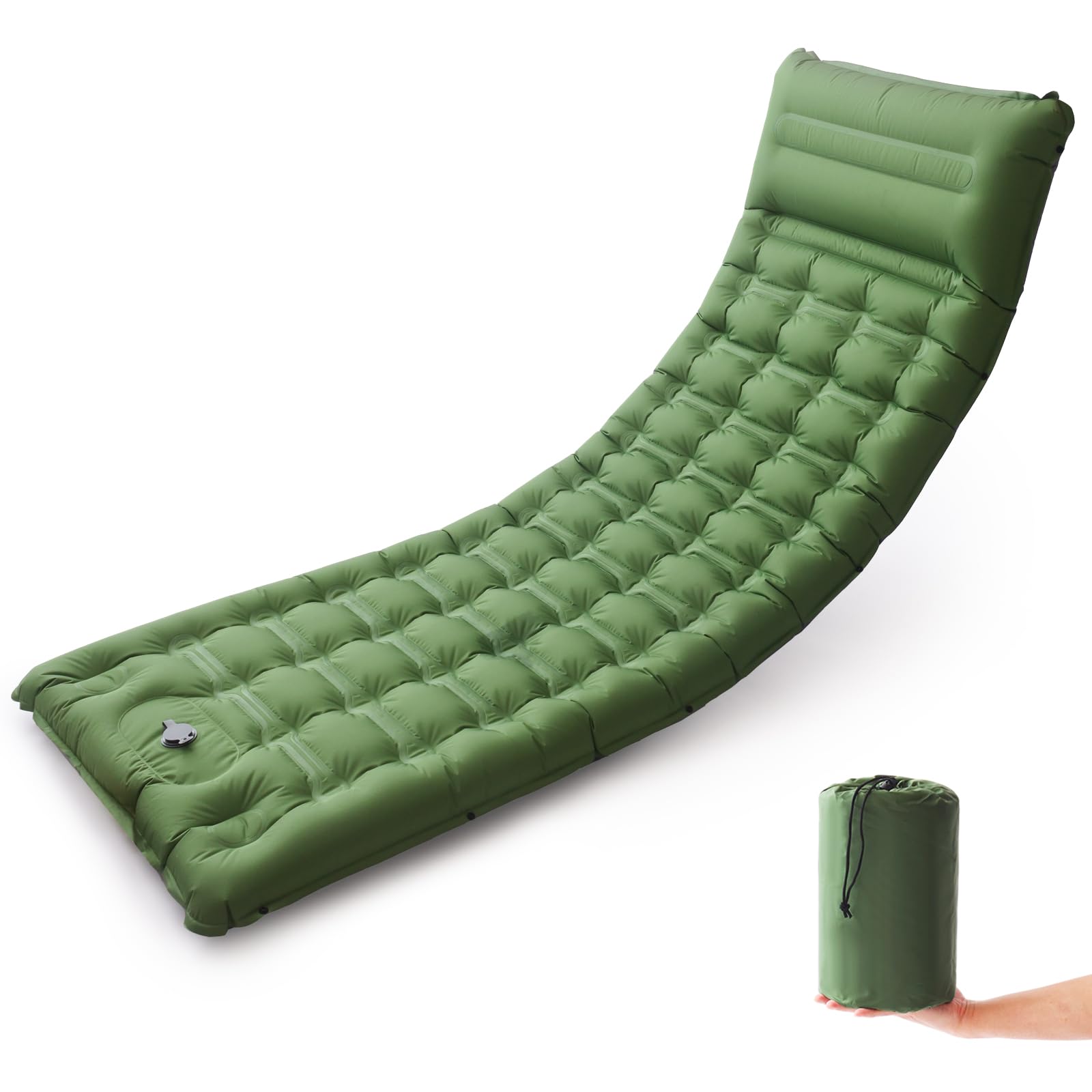 SWTMERRY Hochwertige Aufblasbare Isomatte – 12 cm verdickte Schlafmatte mit Fußpumpe & Kissen, wasserdicht leicht platzsparend Luftmatratze für Outdoor Camping, Wandern, Strand, Reise, Zelt
