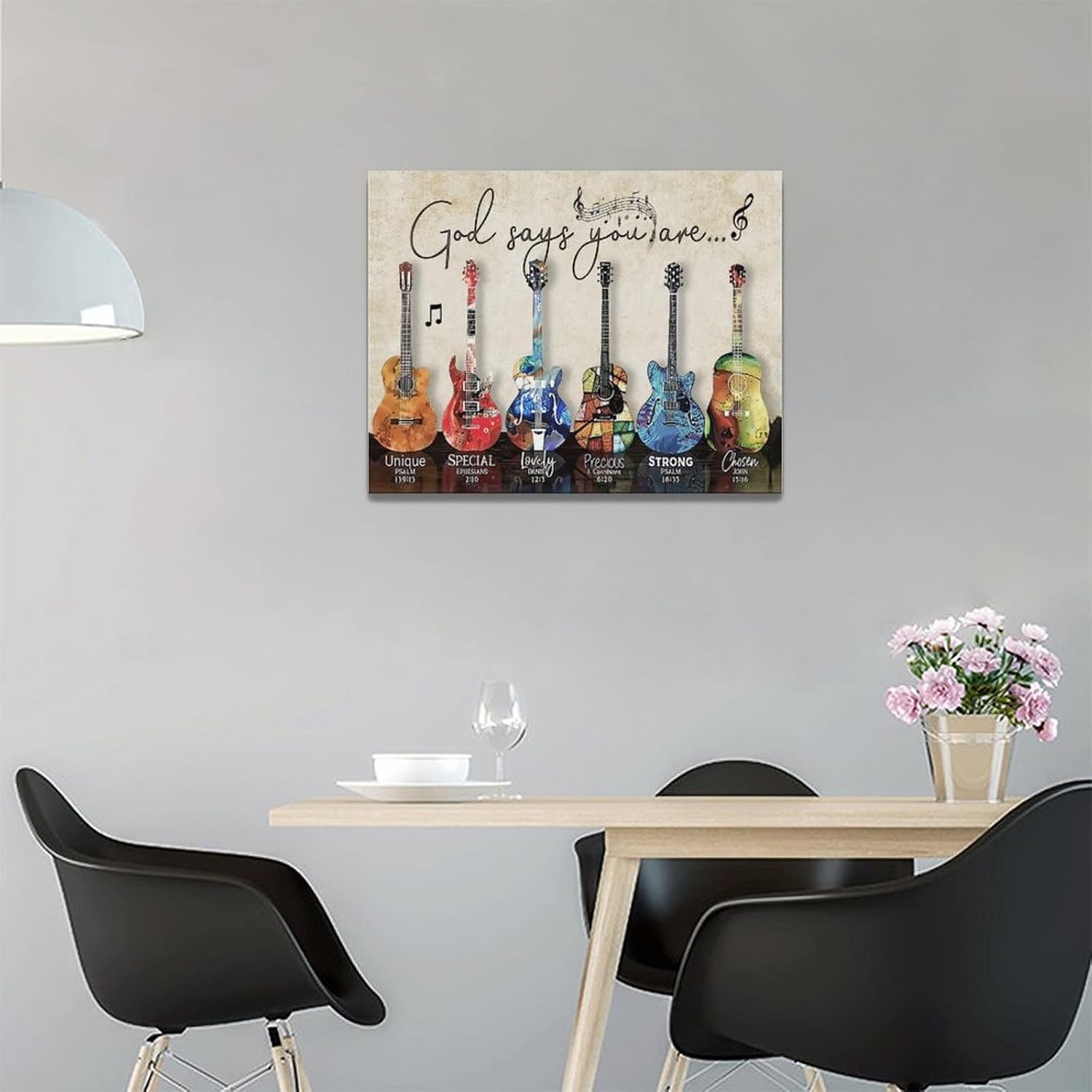 Tijuboni Musical Guitar Wall Art Colorful Rock Guitar Canvas Decor Cool Music Painting Prints Artwork for Bathroom Bedroom Living Room 12"x16" image 4