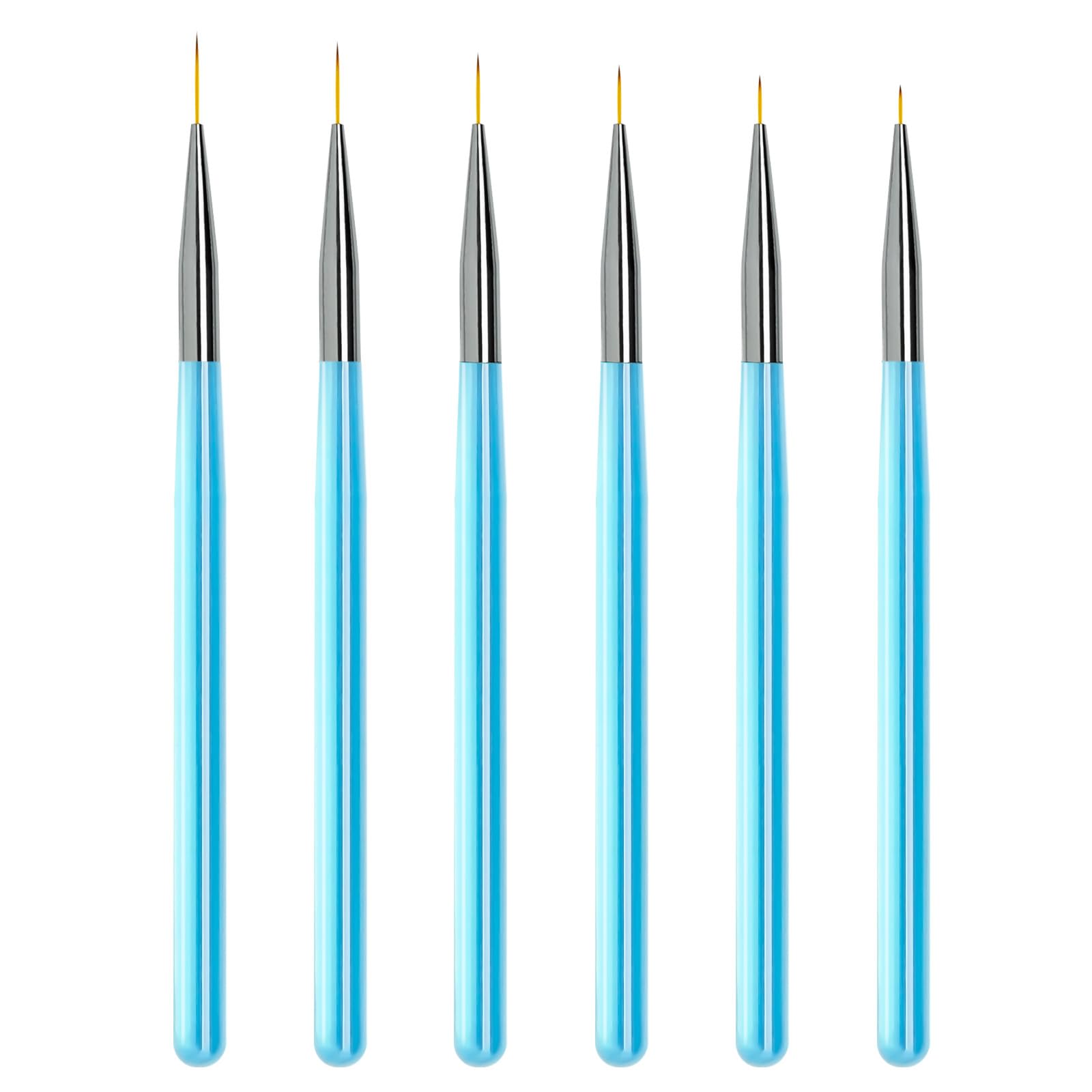 Lokaloka 5/7/9/11/13/15mm Pinceles para Uñas Fino de Gel Nail Art Decoracion, 6 Piezas Pincel Liner Semipermanente Acrilica Profesional Construcción Kit Manicura Francesa Set
