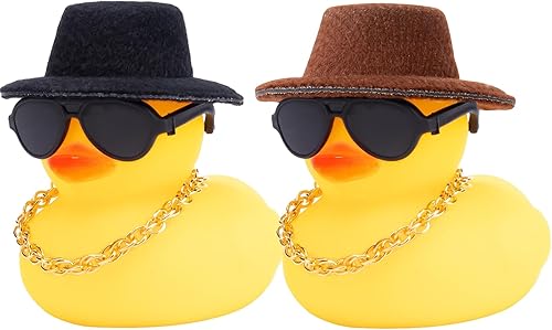 Miniatura 11 de wonuu Adornos de pato de goma, 2 piezas, decoración de tablero de instrumentos de pato amarillo con mini sombrero Morado y morado claro,Sombrero