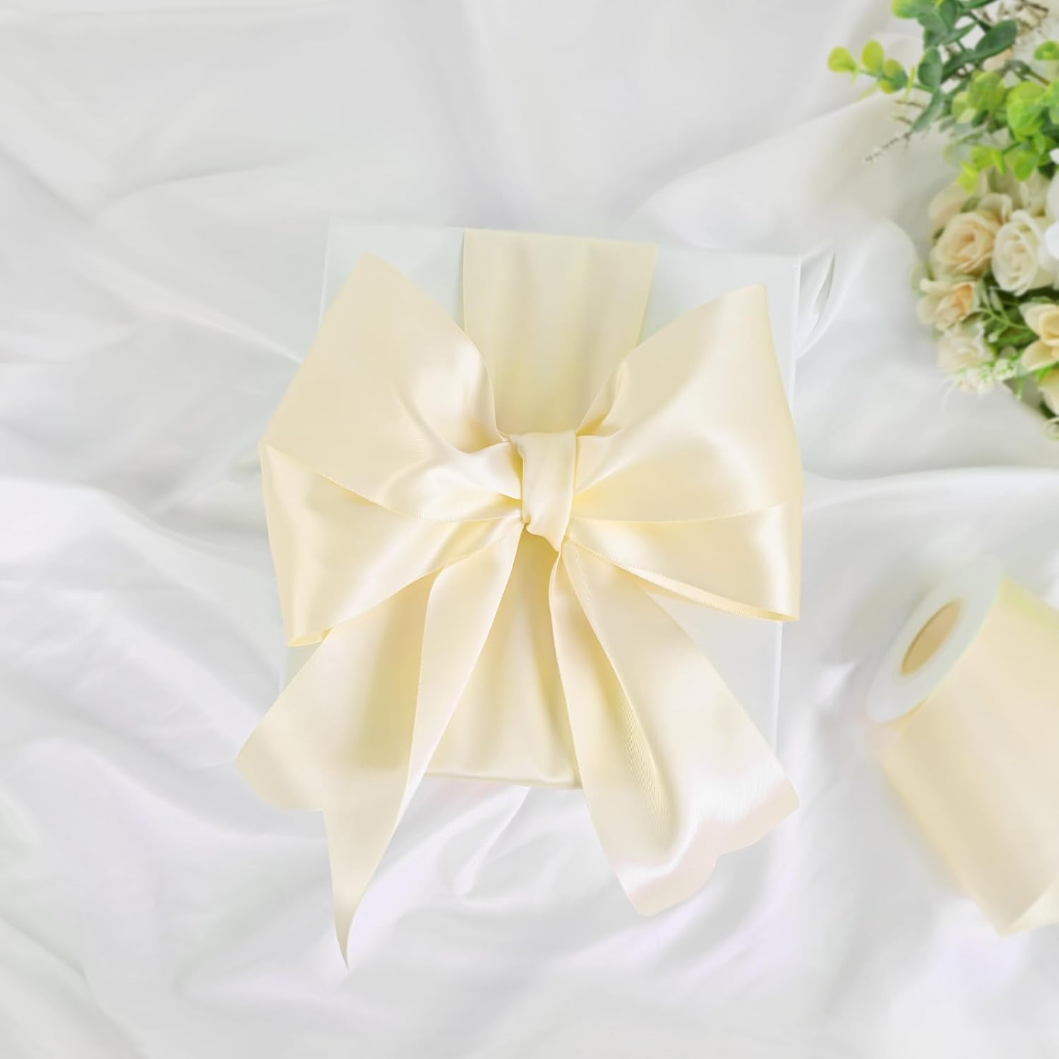 22m x 75mm Wide Ivory Ribbon Thick Off White Cream Wedding Car Ribbon - Image 3