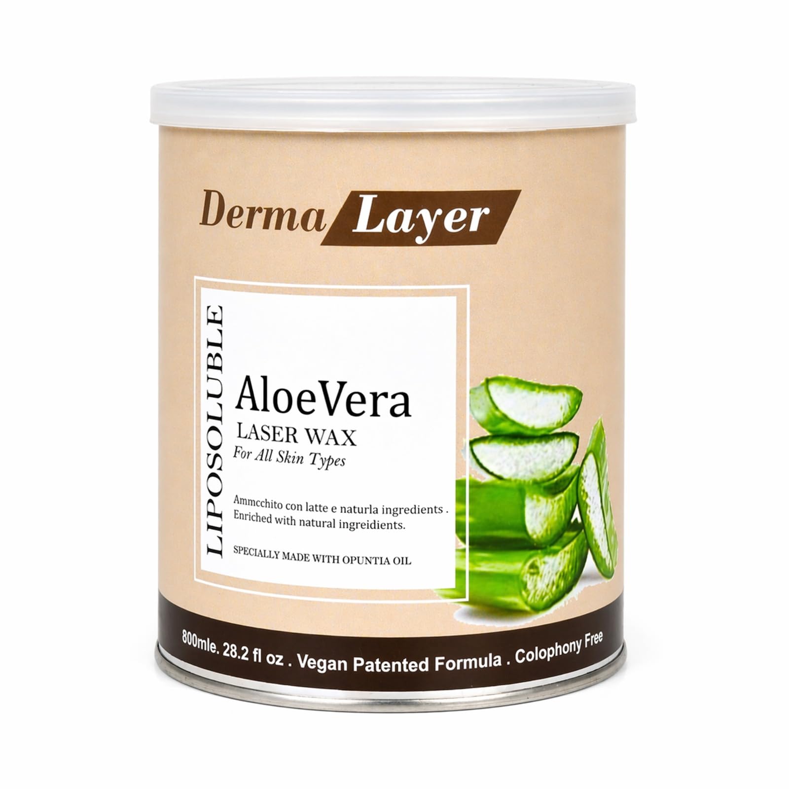 DermaLayer AloeVera Laser Wax, Liposoluble, for All Skin Types, with Opuntia Oil, Vegan Formula, 800 ml-image-3