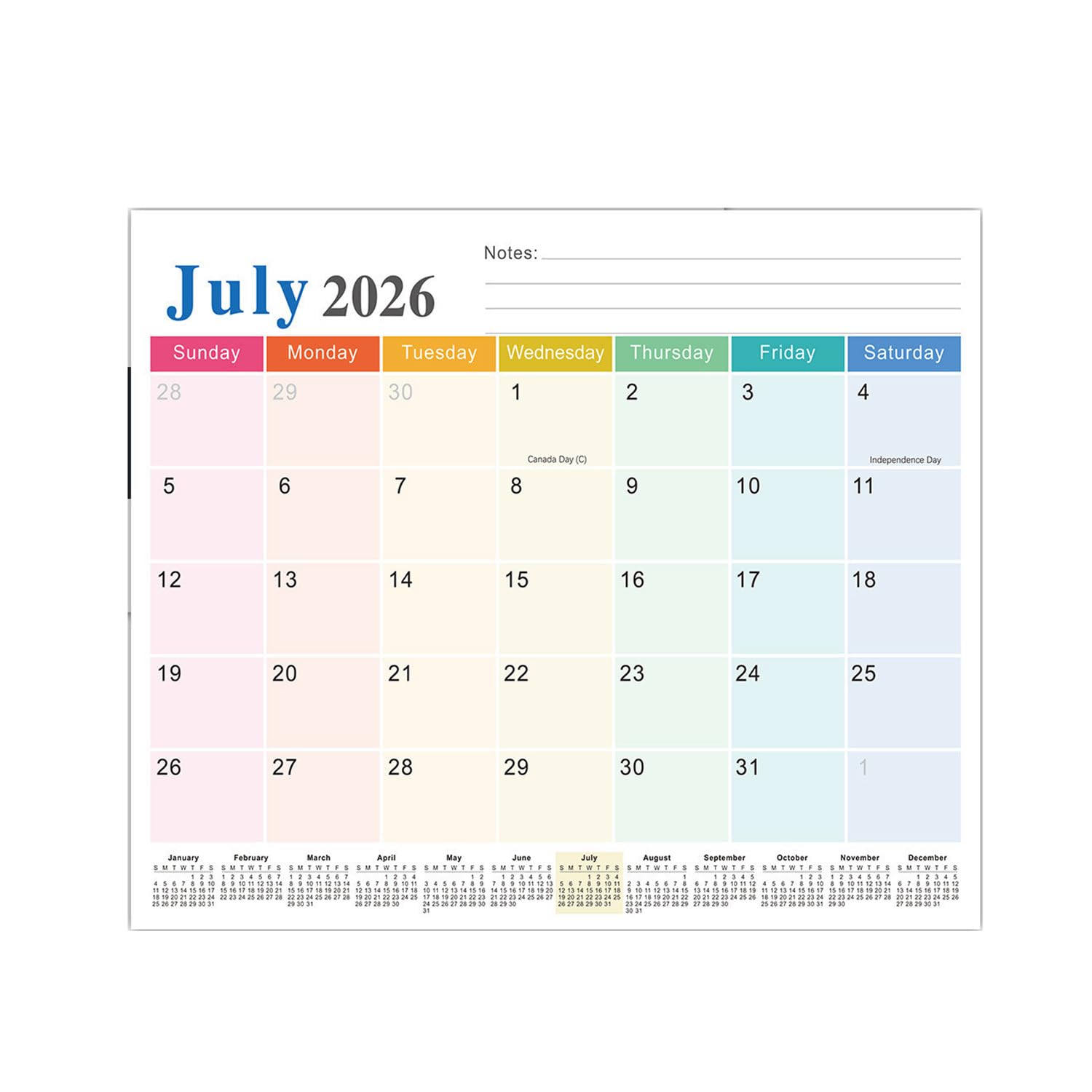 2026-2027 Magnetic Fridge Calendar, 18 Month Family Calendar from Jal 2026-Dec 2027, Family Wall Planner with Large Blocks, Wall Calendar for Home Family Office (Jal 2026-Dec 2027)
