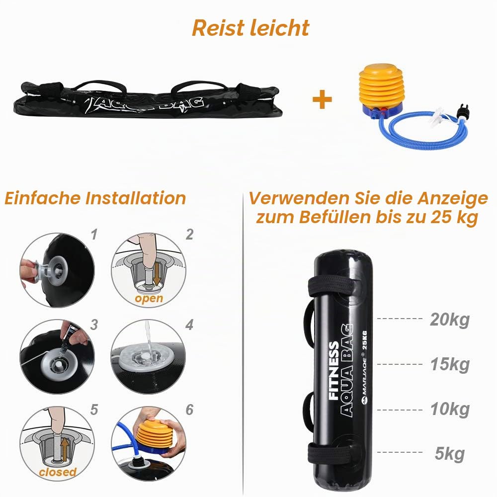 flintronic Aqua Bag, Adjustable Water Bag, Training Power Bag mit Wassergewicht, Bulgarian Bag Multistation Set Krafttraining für Weightlifting, Heimtraining,Tragbares Fitnessgerät