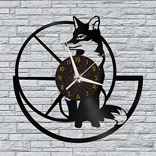 Horloge murale en vinyle Fox sans tic-tac pour salon