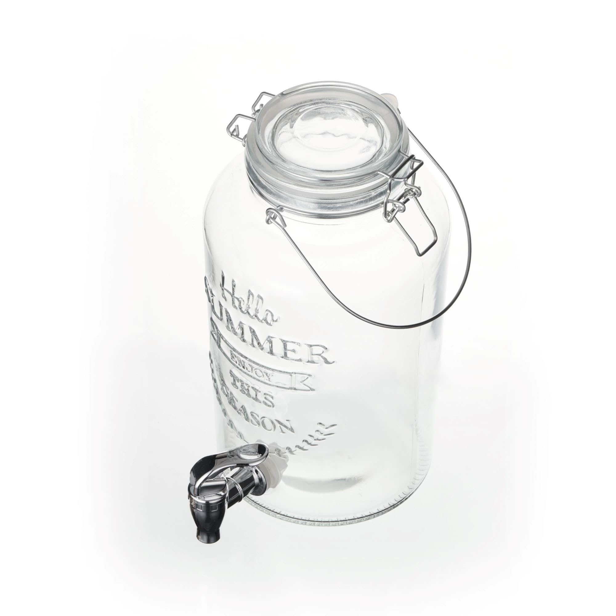 Point-Virgule Distributeur de Boissons Hello Summer Avec Robinet - Fontaine à Boisson Transparente 3L