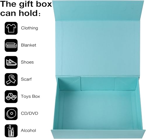 Vista 85 de Aimyoo Caja de regalo plegable marrón con tapas de cierre magnético de 13.8 x 9 x 4.3 pulgadas, cajas grandes de propuesta para dama de honor