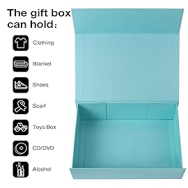 Aimyoo Blue Collapsible Gift Box with Magnetic Closure Lids 13.8x9x4.3 in, Bridesmaid Groomsmen Proposal Box, Large Rectangle Box for Present Graduation Storage 3 Pack