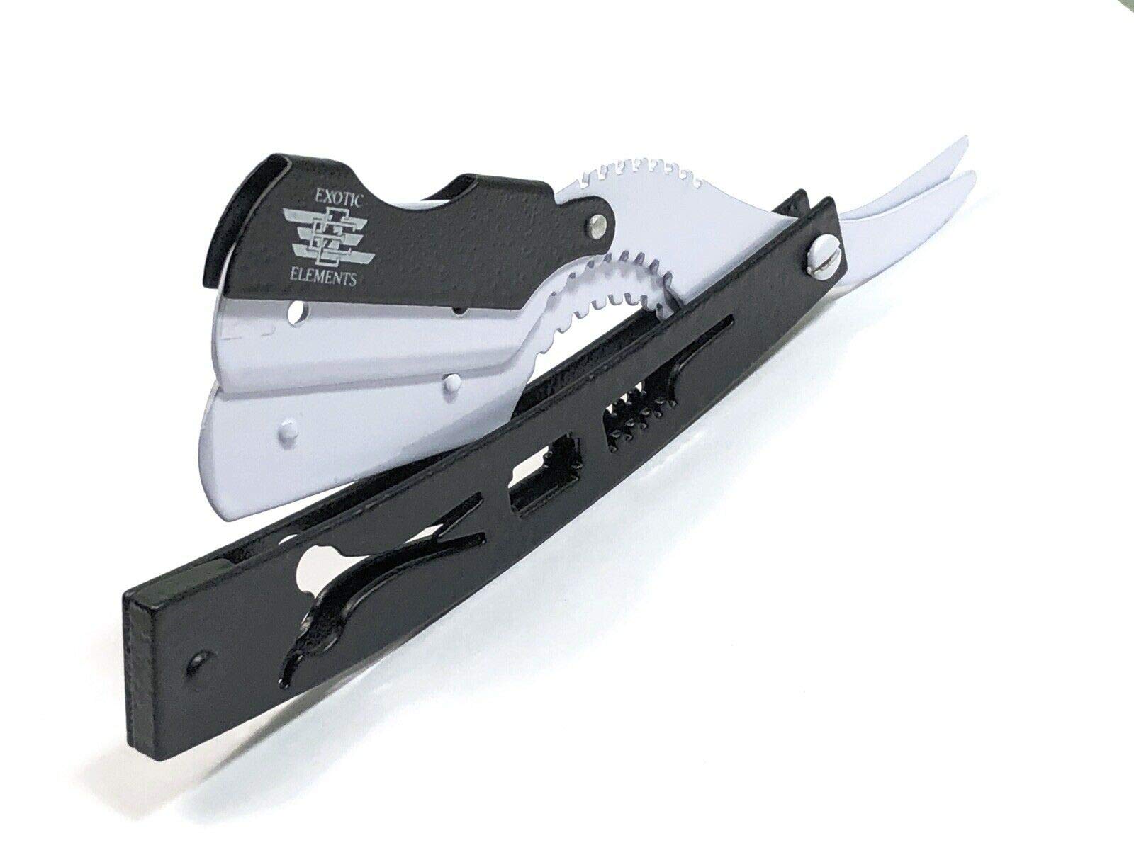 Black And White Pro Barber Straight Edge Razor Folding Knife For Beard Shape Up