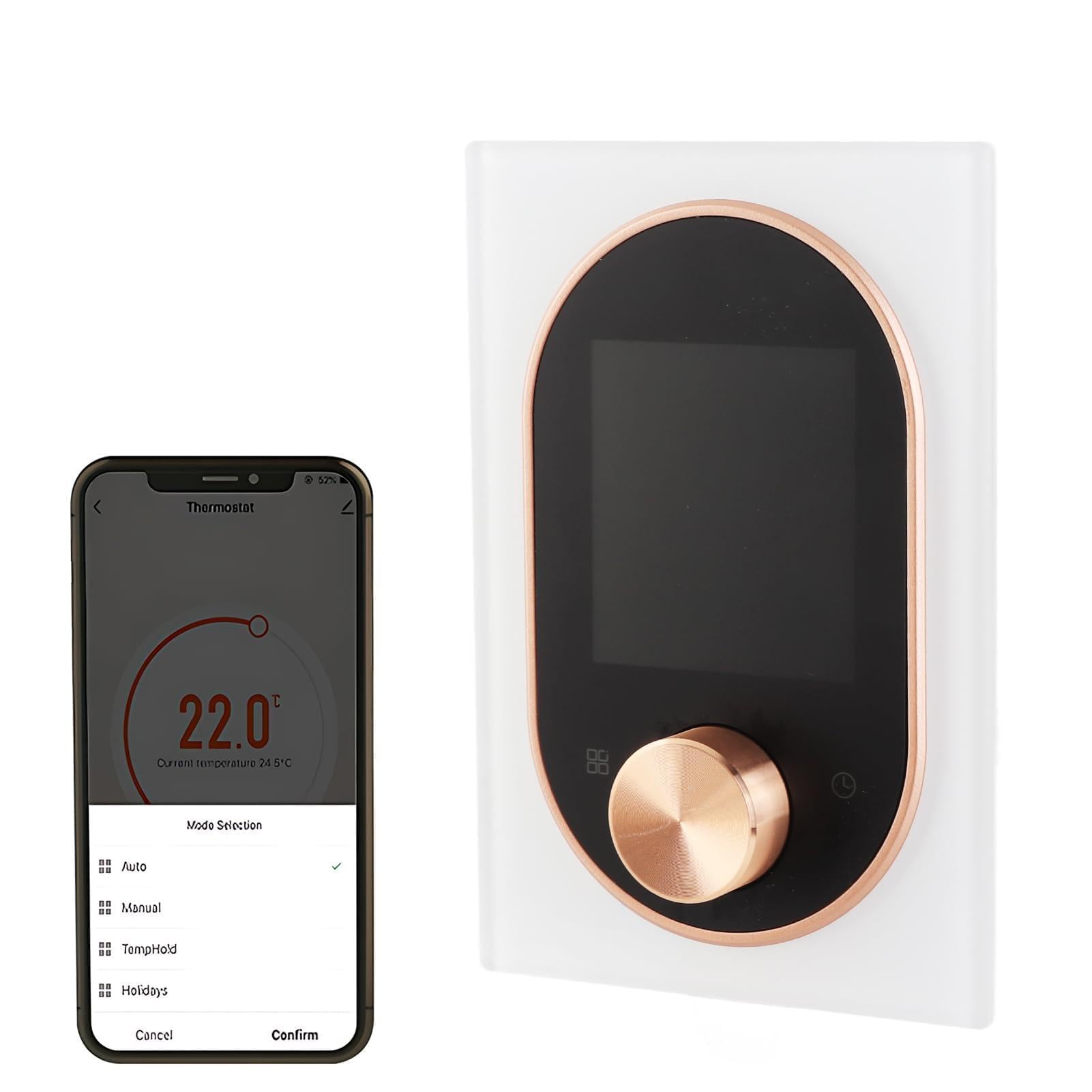 Dioche Inteligentny Termostat Termostat do Domowego Bojlera Wodno-gazowego i Ogrzewania Elektrycznego z Ekranem Dotykowym VA, obsługą Wi-Fi, Programowaniem Tygodniowym 5+1+1, konstrukcją przyjazną