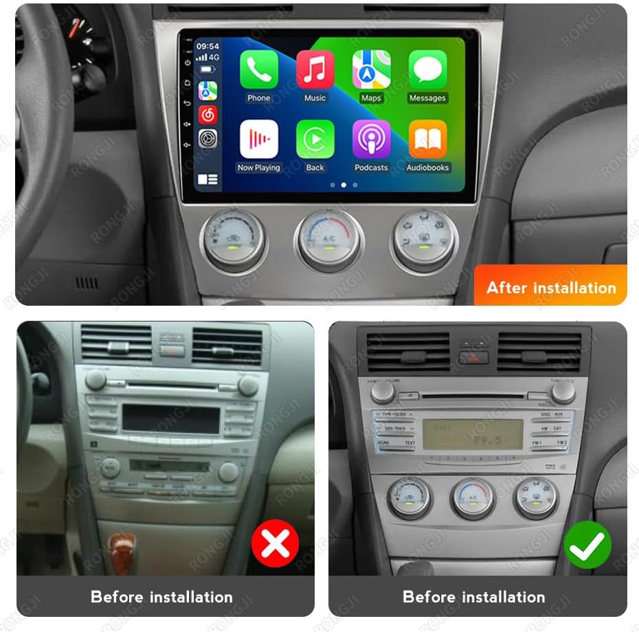 Radio Stereo Bezel for Toyota Camry 2006-2011 Manual AC Dash Installation Fits for 10.1" Double Din Radio