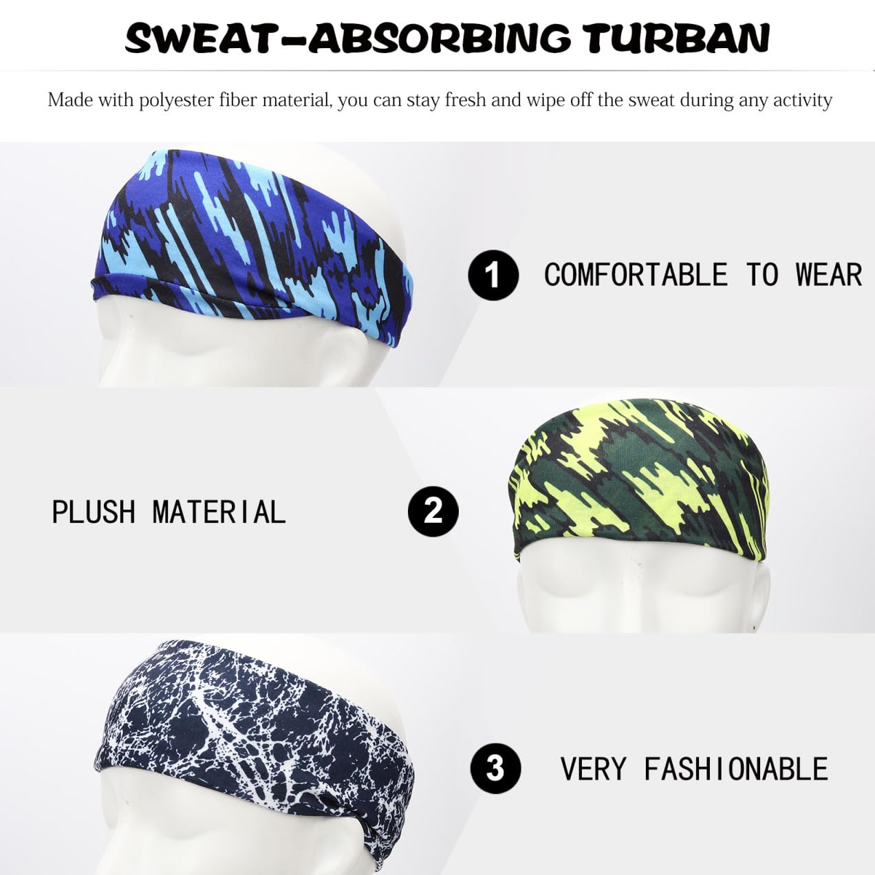 Abaodam Bandana Sportiva Per Il Sudore Fascia Da Corsa Fascia Da Ciclismo Fasce Per La Testa Del Sudore Banda Per Fasce Per L'allenamento Moda Fibra Di Poliestere