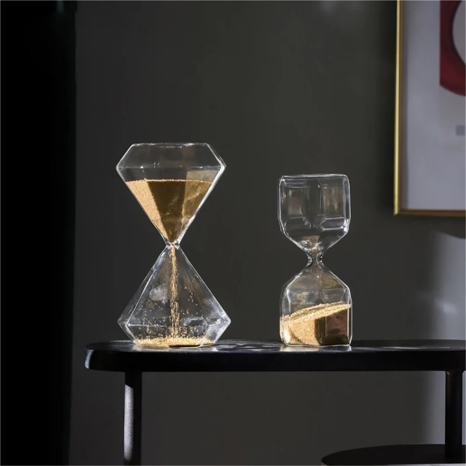 Kreative Tisch Sanduhr Moderne Einfache Haushalts Dekor Wohnzimmer Desktop Glas Ornamente(16 * 7cm)