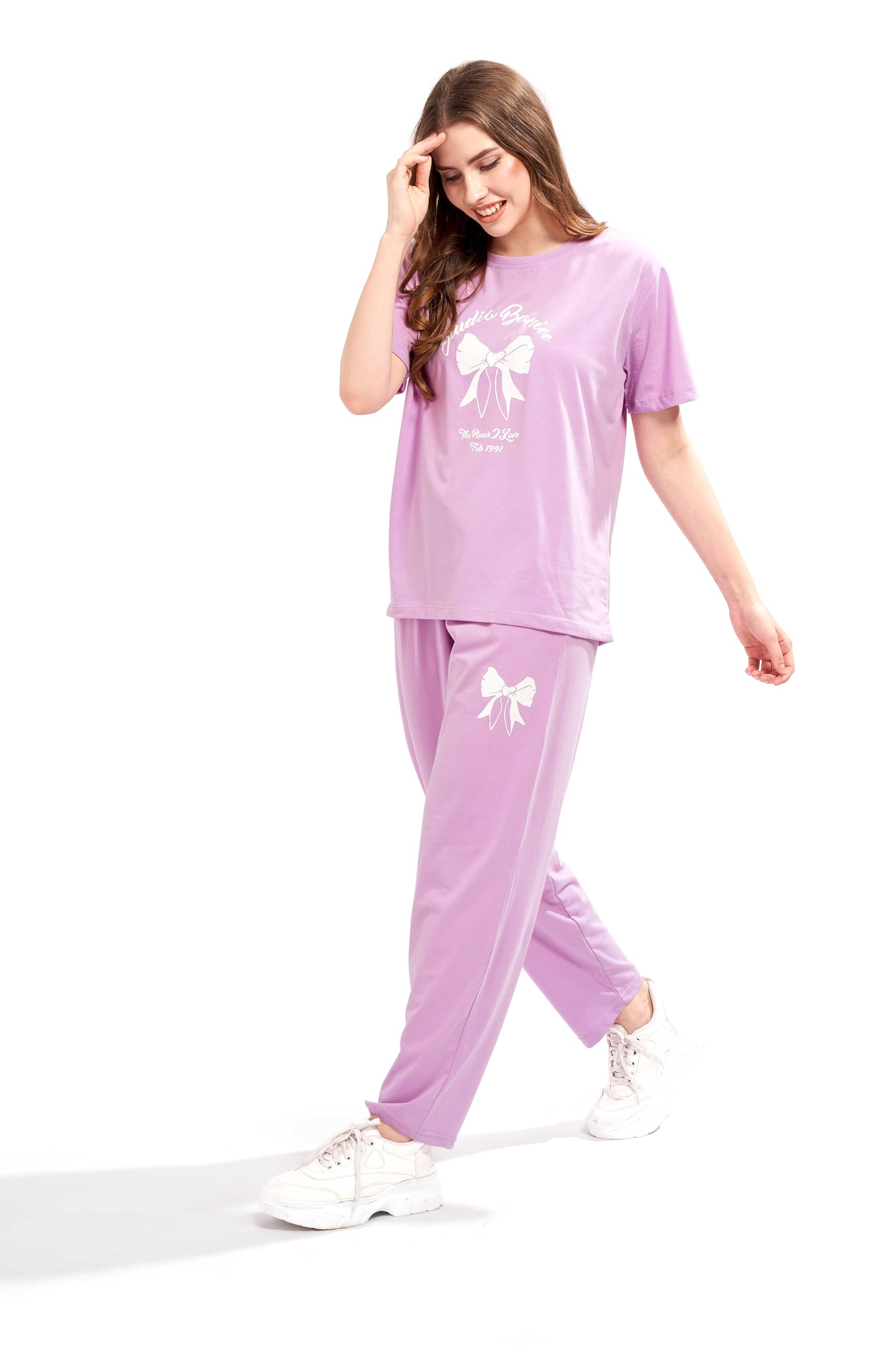weet Printed Round Neck Half sleeves Tracksuit For Women W3417N-picture-17