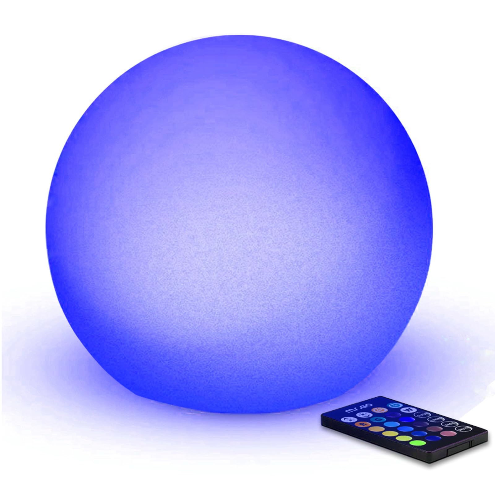 MR.GO 6" LED luz nocturna recargable bola lámpara de noche, RGB Orbe lámpara color cambiante lámpara ambiente con control remoto, 16 colores, brillo variable, IP65 impermeable