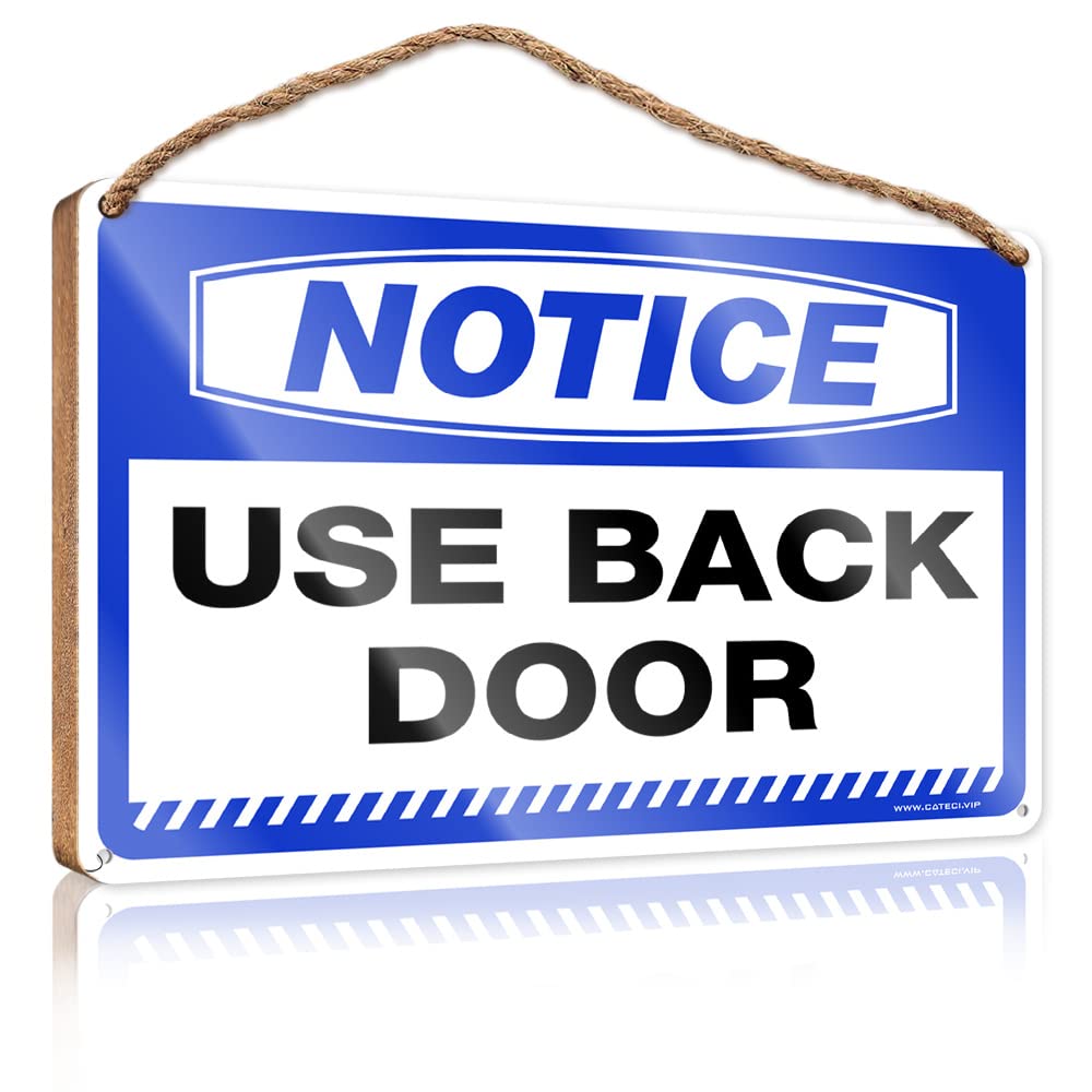 FRINTOXA Wooden Home Sign Notice Use Back Door Wooden Sign(15X28CM)