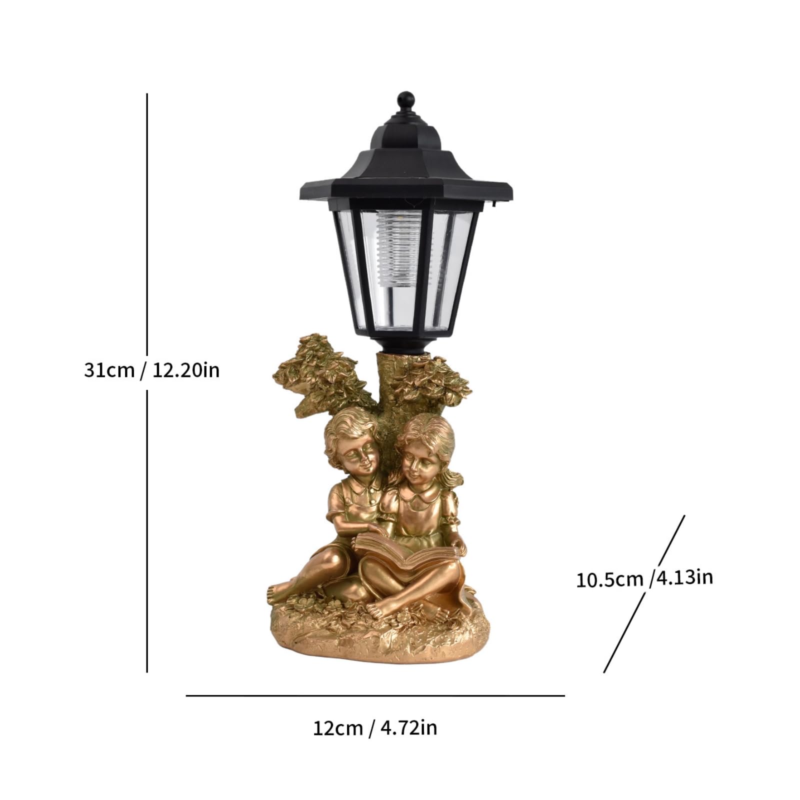 Ronyme Figura Solar Jardín Impermeable | Para Exterior, Compacta, Adorno, Patio, Porche, Oro
