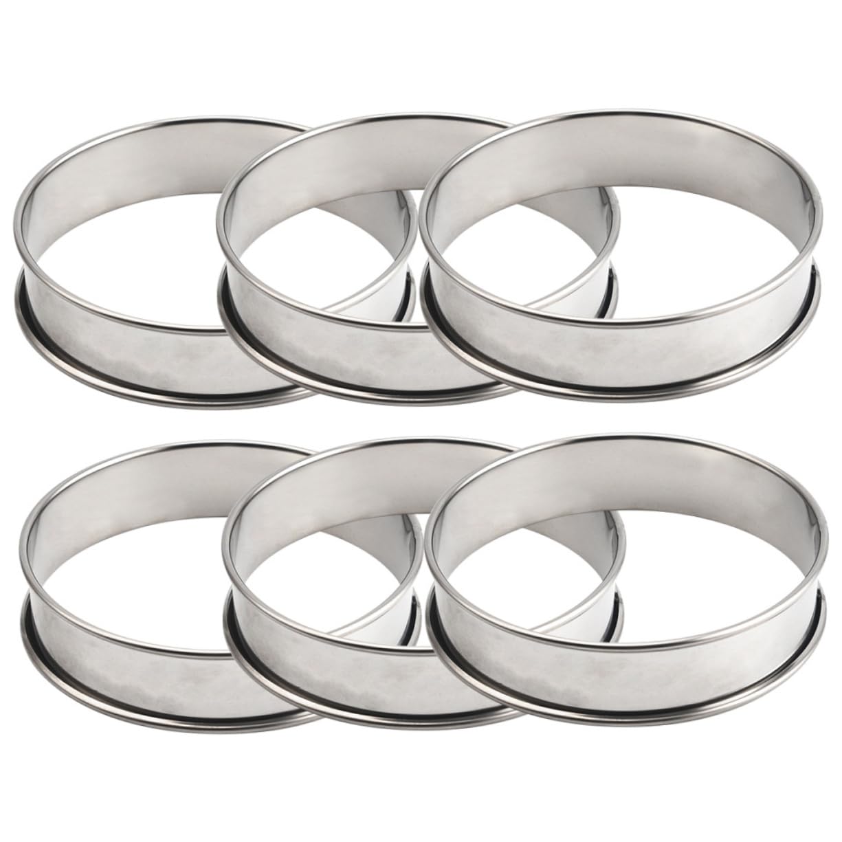 MUCKLILY 6Pcs Reusable Stainless Steel Cake Mousse Mold Non Stick Baking Tool for Mousse Doughnuts and Cakes for Household Baking and