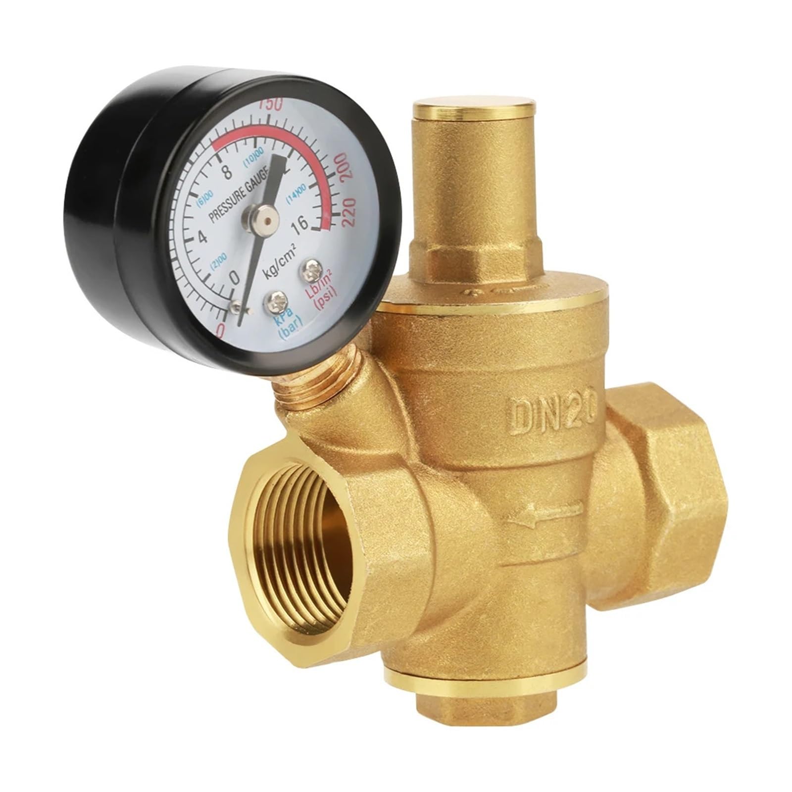 Ozliyy One Color 1Pcs Water Pressure Regulator Brass Dn20 Adjustable Reducer With Gauge Meter