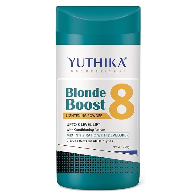 Yuthika Professional Blonder Powder for Hair 250g, Blonde Boost Hair Lightning Powder with Conditioning Actives, Upto 8 Levels Lift, Visible Effect on All Hair Types