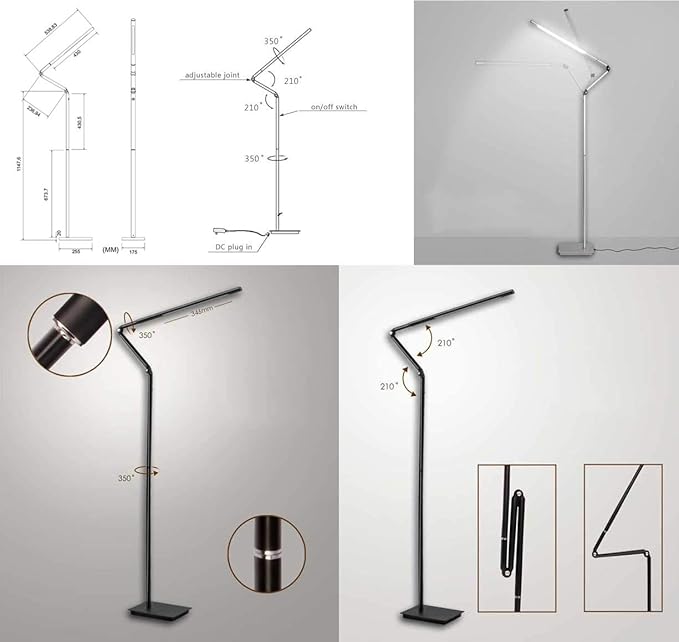 HaloOptronics HaloOptronics - Polaris 0565 Combo Pro- LED-vloerlamp met afstandsbediening 20W komt overeen met 200W Nieuwe versie 2020 - Aanraakvariatie van helderheid en kleur. Geheel aluminium. Multi-positie 360 ° draaibaar, meervoudig gebruik photo 3