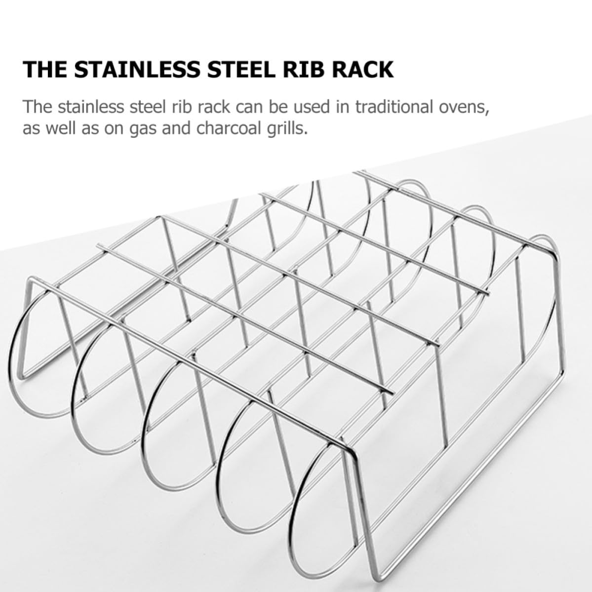 LALAFINA Steak Barbecue Stand in Acciaio Inossidabile, Rib Smoking Rack per Costine e Prosciutti, Barbecue Stand per Uso Domestico e Picnic