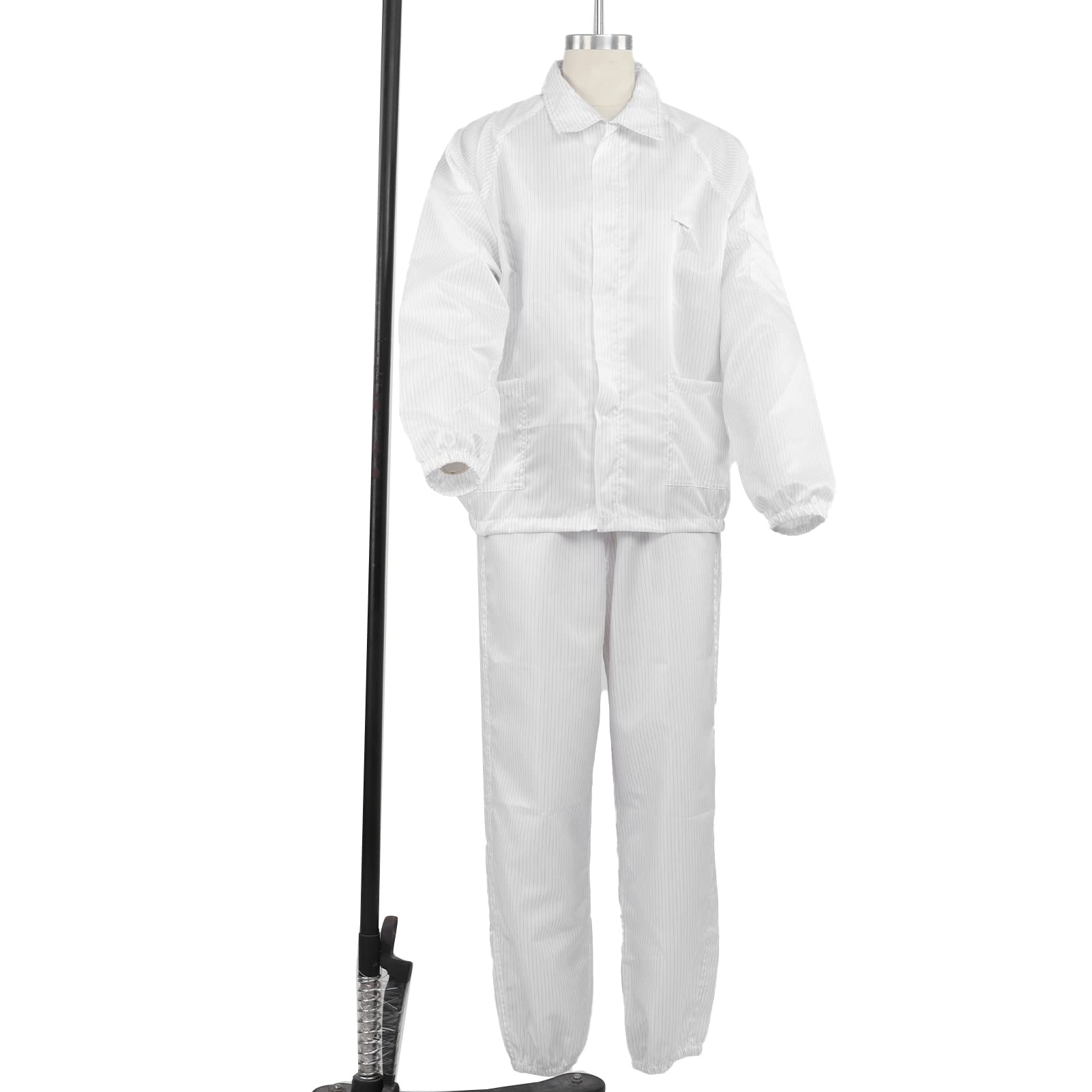 Leapiture ESD Workwear Protection Overall Anti Static Polyester Protective Working Suit White Split Design for Workshop(3XL-white)