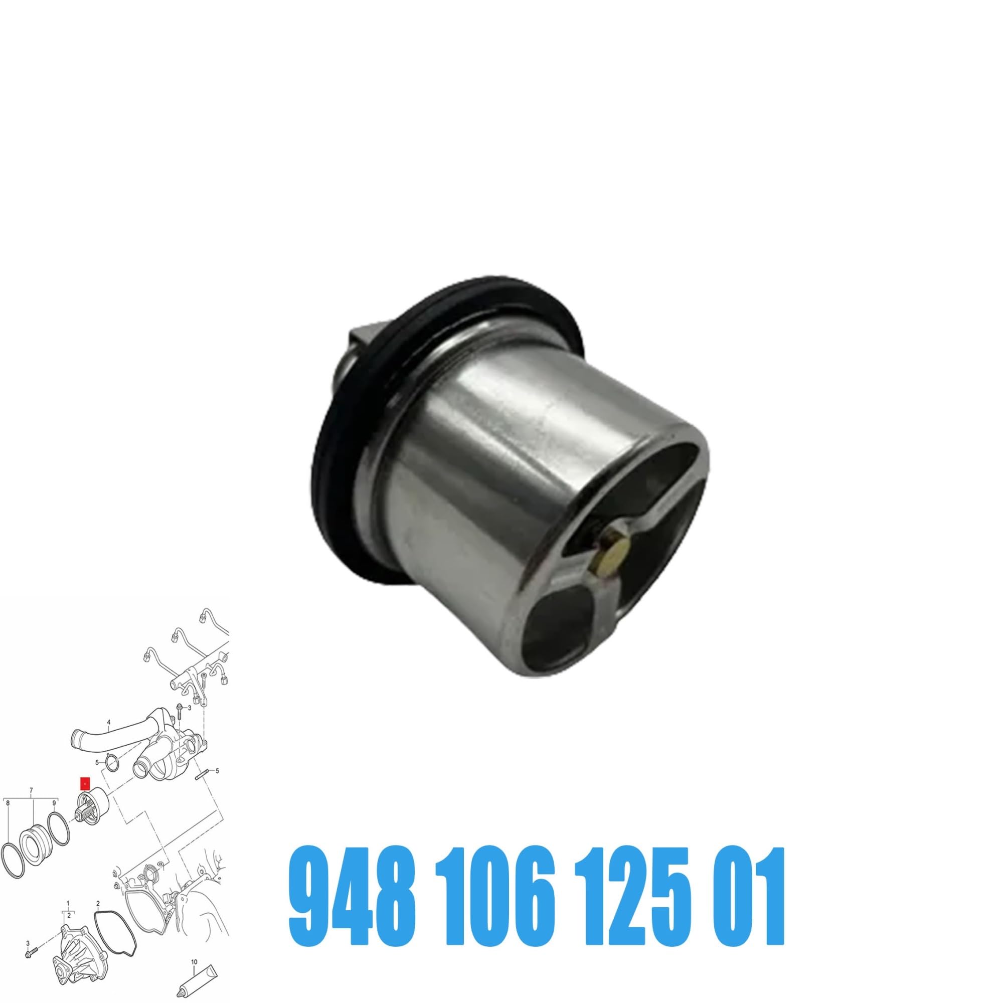 Termostat 94810612501 pasuje do obudowy termostatu pompy płynu chłodzącego silnika Porsche Cayenne 4.5 .8 V8L 948 106 125 01 OBUDOWA TERMOSTATU