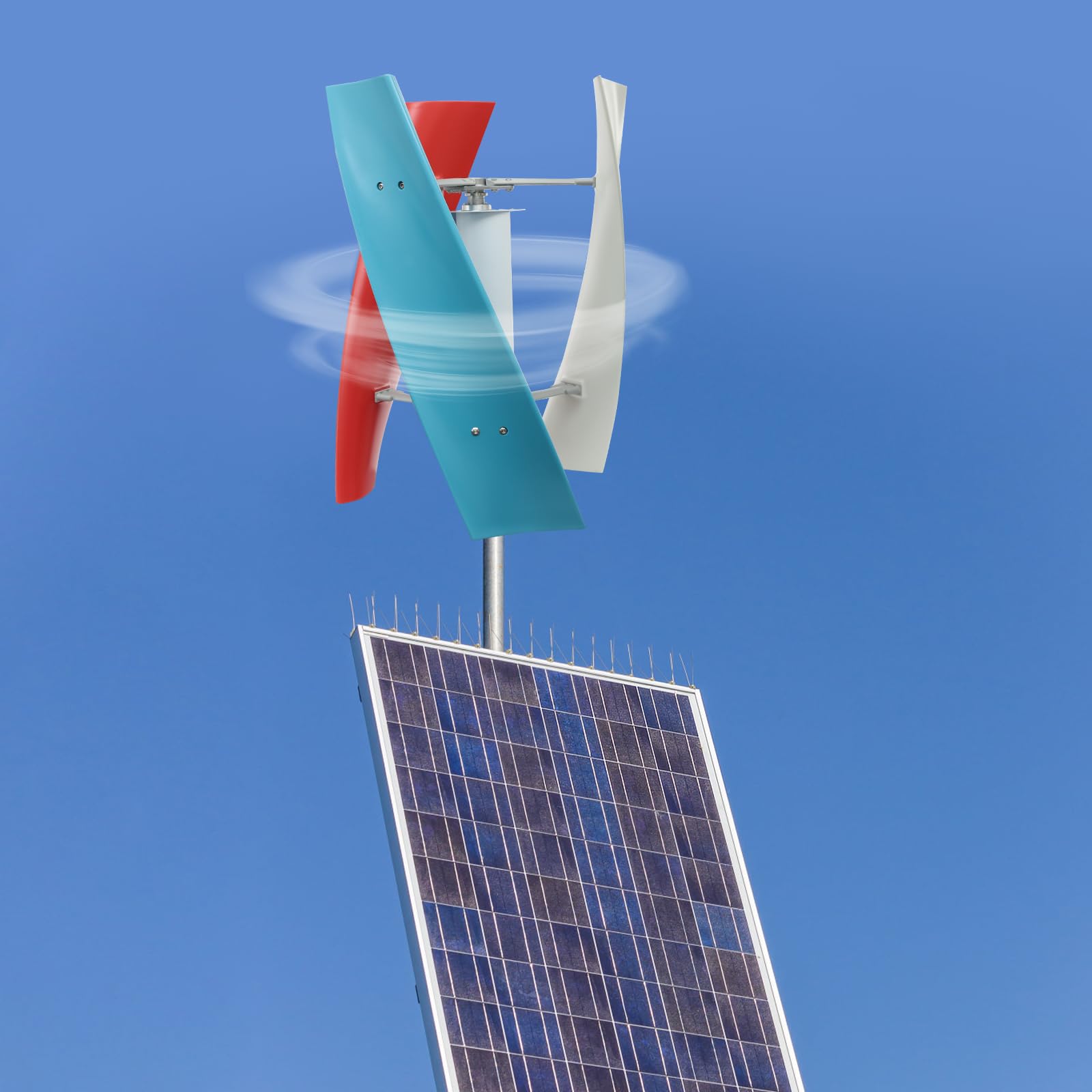 Windgenerator 100W 24V, Vertikale Windturbine mit 4 Rotorblättern & Hilfswindrad, leiser Windrad Stromerzeugung für Zuhause Boot Wohnmobil, IP67 Wasserdicht