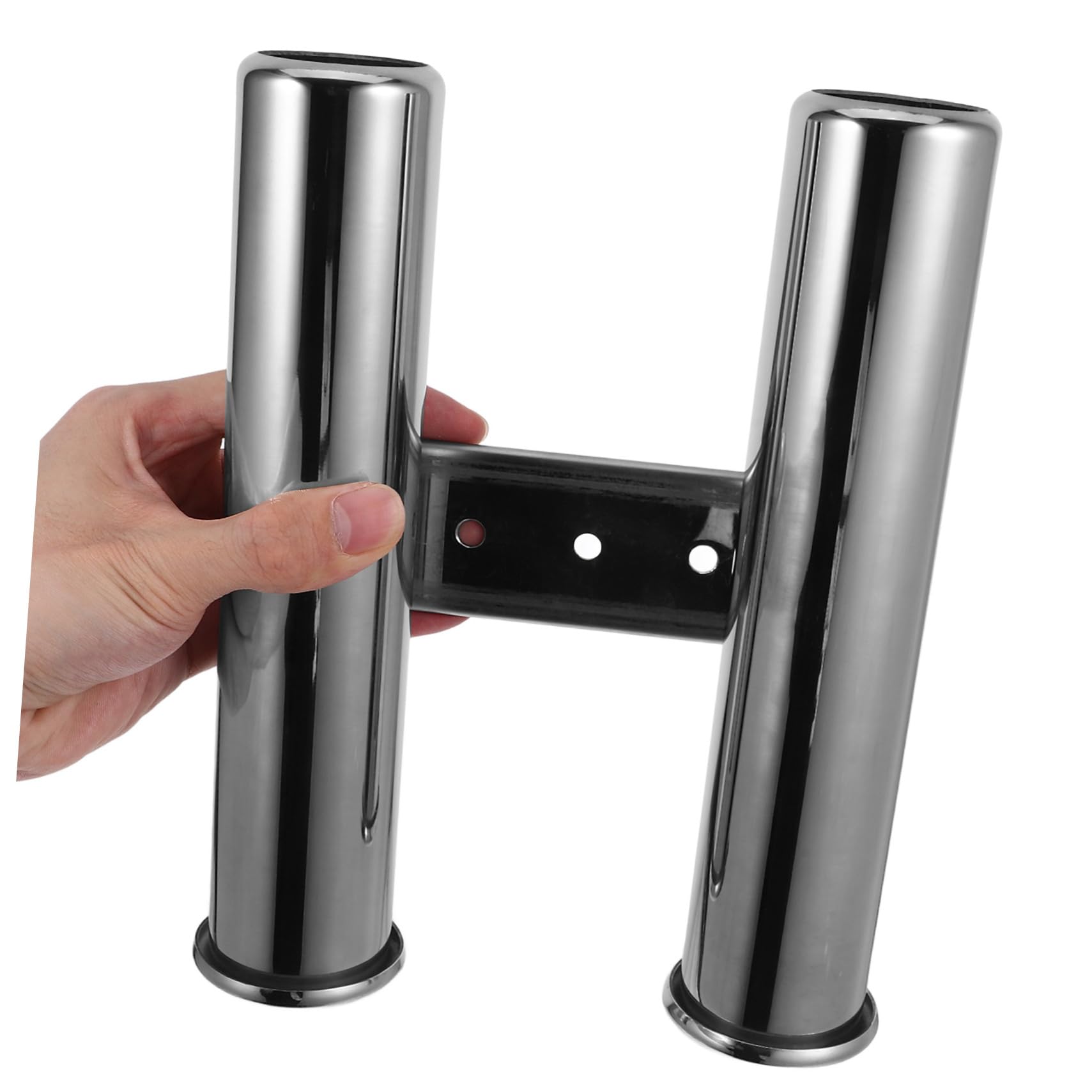 Supporto per Canna da Pesca in Acciaio Inox a Parete Doppio Tubo, Resistente e Antiruggine, per Porta Canne da Pesca Barca Atmosfera Estiva