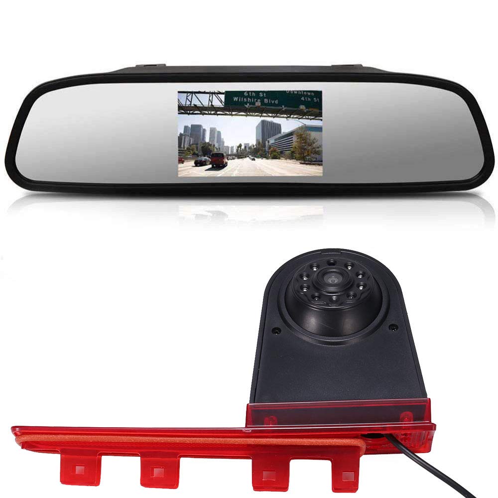 Światło hamowania, kamera, wodoszczelna, widoczność w nocy, kamera cofania, transporter system cofania + wyświetlacz LCD 4,3" do VW T5 T6 od 2010 roku, 3. światła hamowania, Caravelle Multivan Van