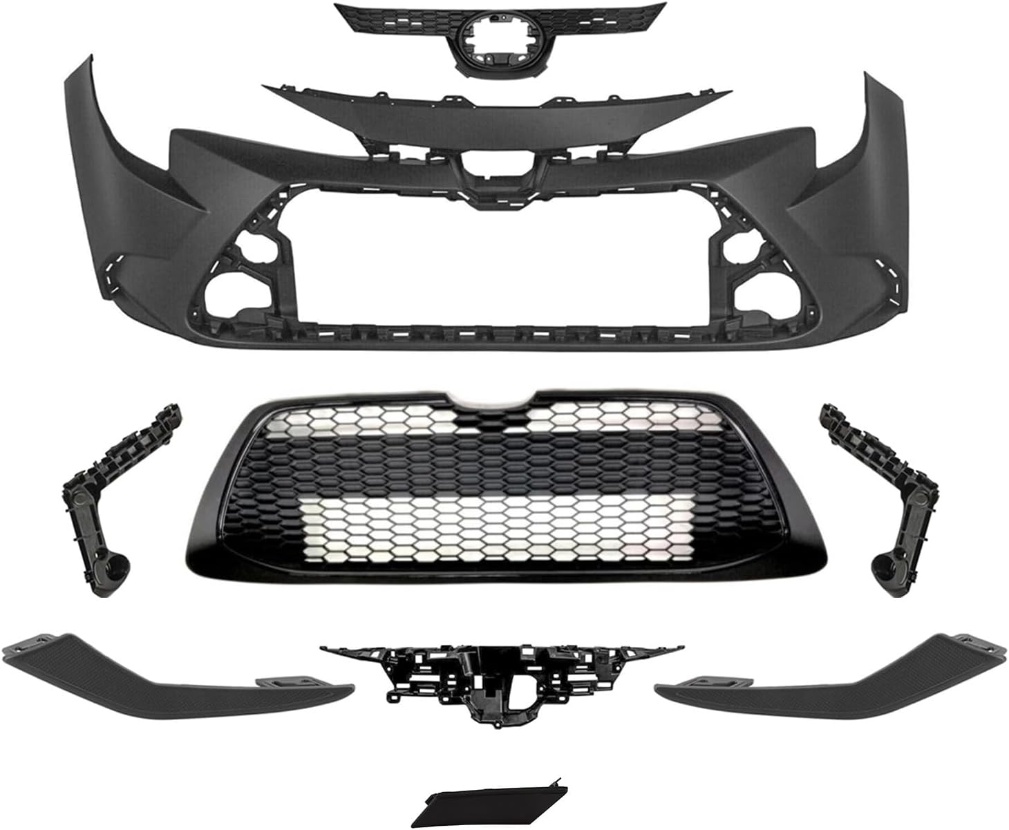Corolla Bumper Set - Complete Front Bumper & Grille Fog Light Kit Compatible with Toyota 2017 2018 2019 Corolla LE XLE