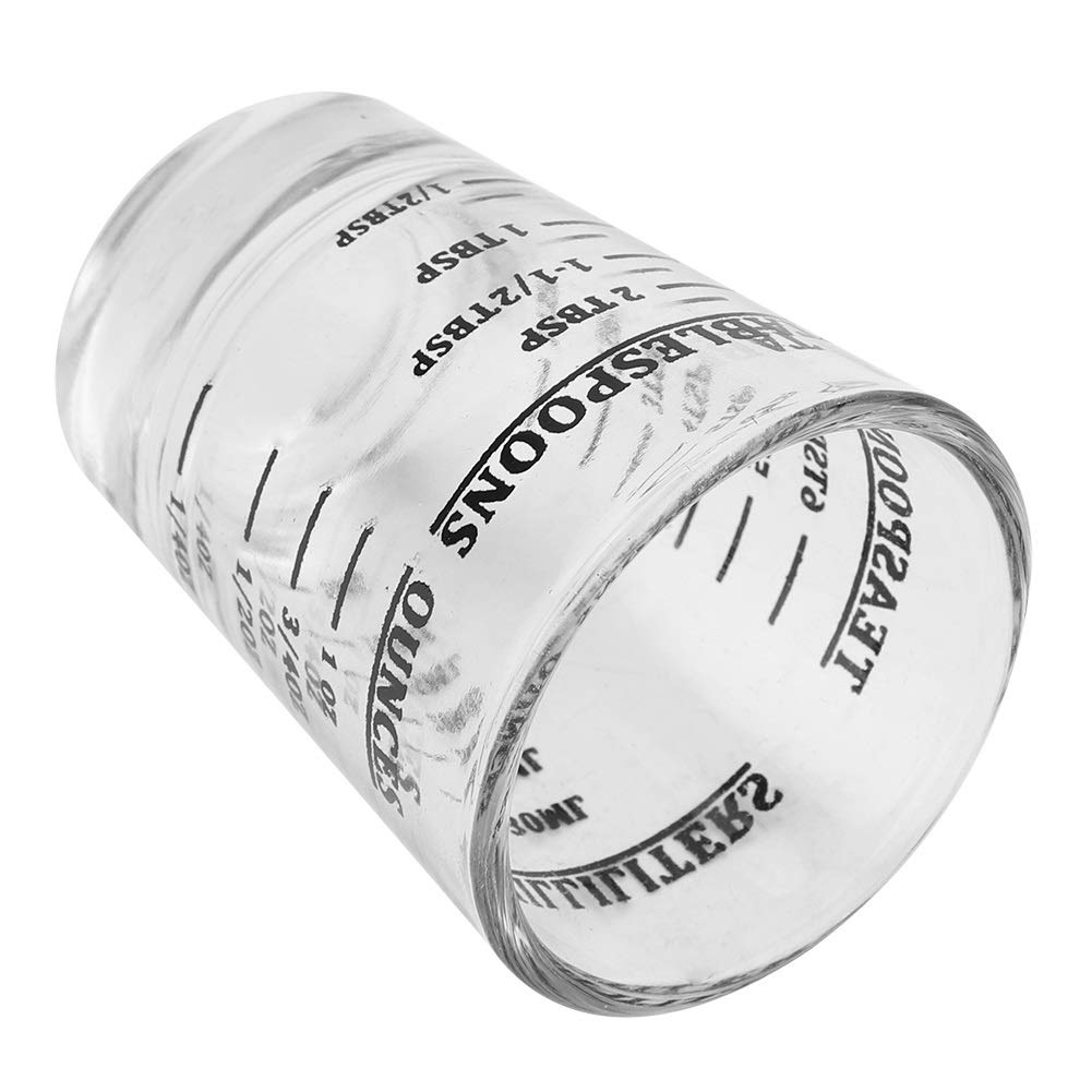 Vobor Glazen maatbeker maatbeker schaalbeker transparante beker oz/ml/theelepel/eetlepel 4 schalen 1 oz 30 ml keukengereedschap glas maatbeker voor keuken of restaurant, gemakkelijk te lezen