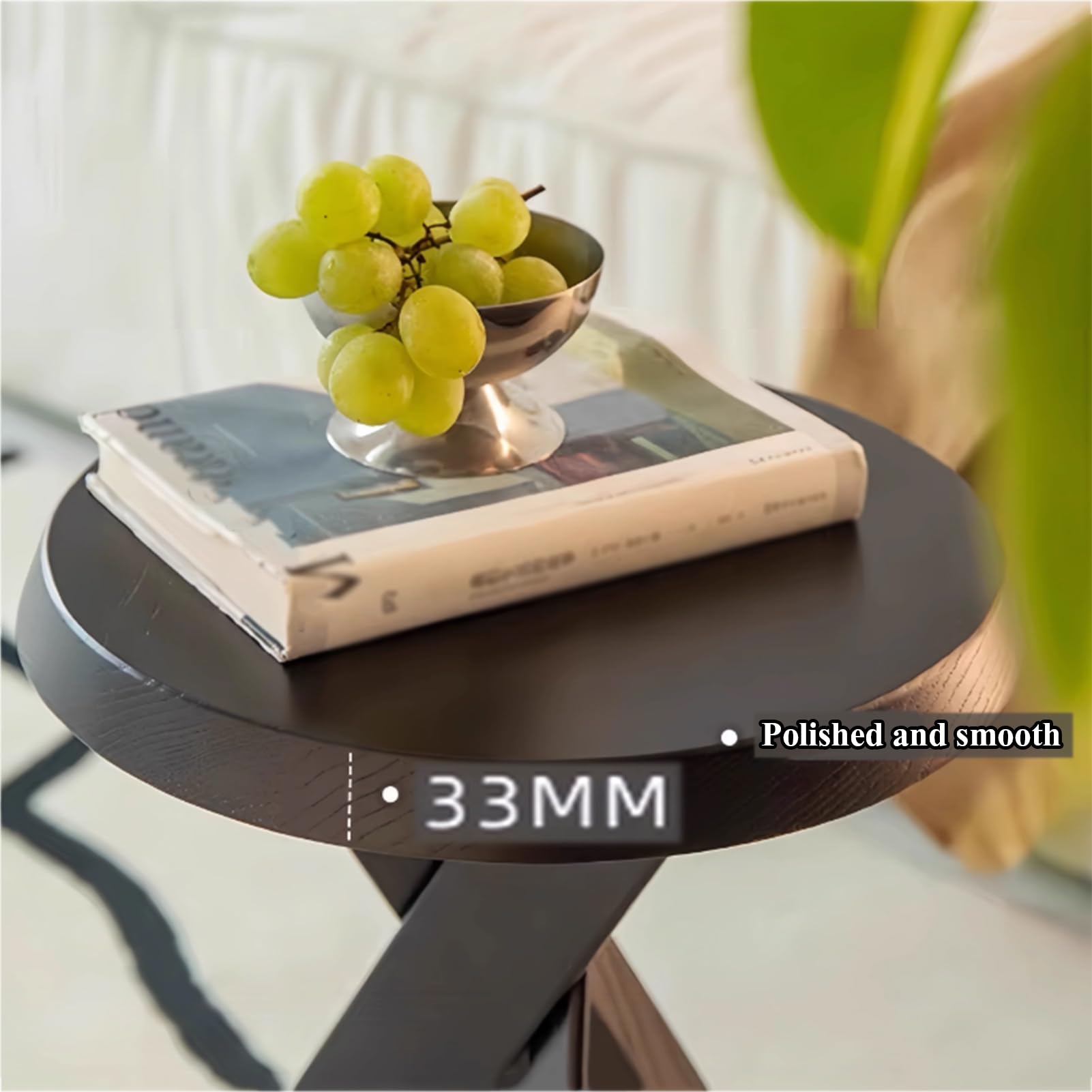 The Wooden Town Tavolino Rotondo Rustico Bruciato 45,7x55,9 Cm - Stile Fattoria