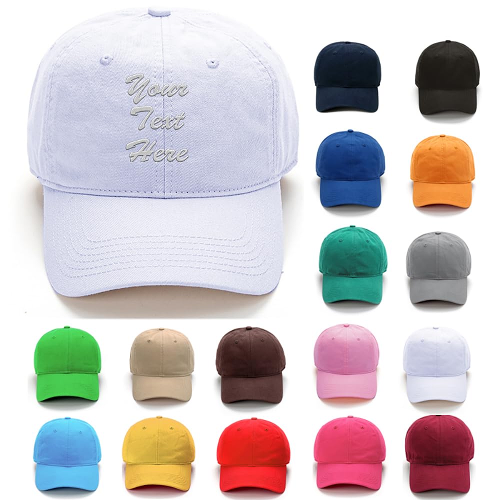 Van Der Linn Unisex White Personalised Embroidered Baseball Cap Hat Cotton Mens Ladies (Cotton, )