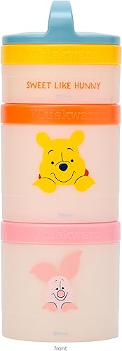 Whiskware Disney Winnie The Pooh - Contenedores apilables para aperitivos para niños y niños pequeños, 3 tazas apilables para aperitivos para la